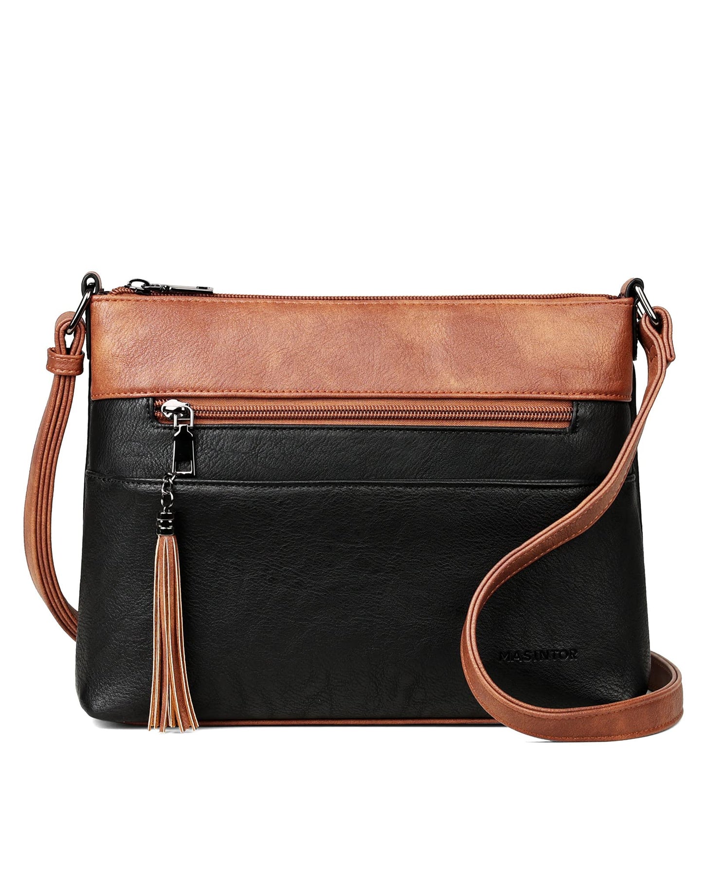 MASINTOR Crossbody Bags for Women, Lightweight Medium Crossbody Purse, Soft Leather Women's Shoulder Handbags with Tassel for Shopping or Travel
