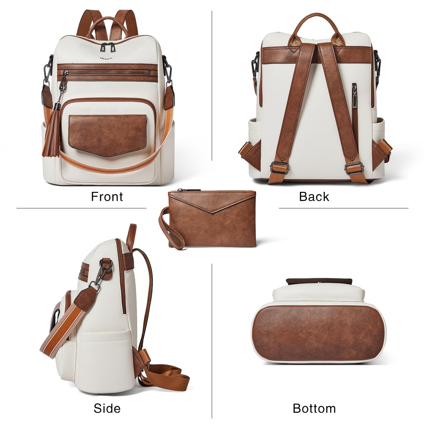 Shrrie Backpack Purse for Women Travel Faux Leather Fashion Backpack for Women,Convertible Crossbody Shoulder Bag for Ladies with Adjustable Strap for Work College