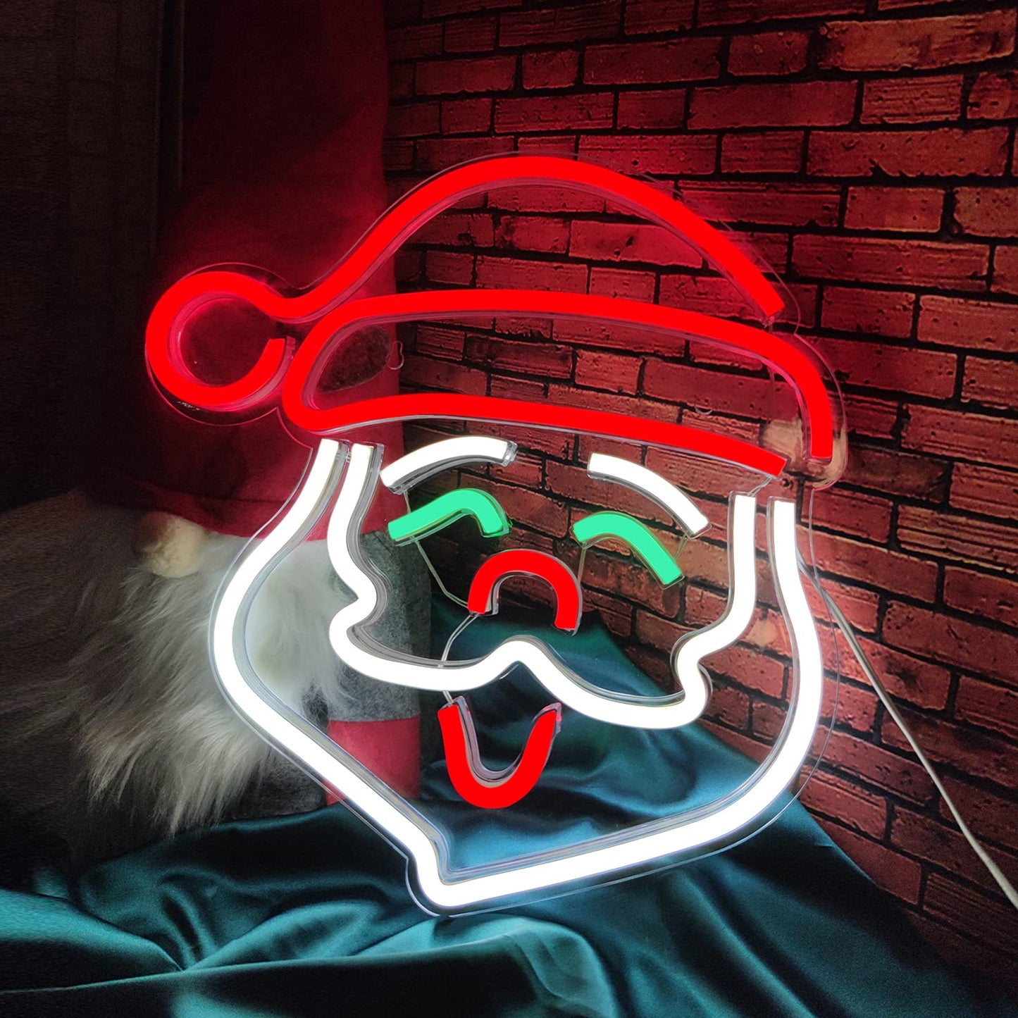 Santa Claus Neon Sign, Christmas LED Neon Signs for Wall Decor,Christmas Acrylic Neon Light Signs with USB/Swicth for Bedroom Teen Girl Kid Party