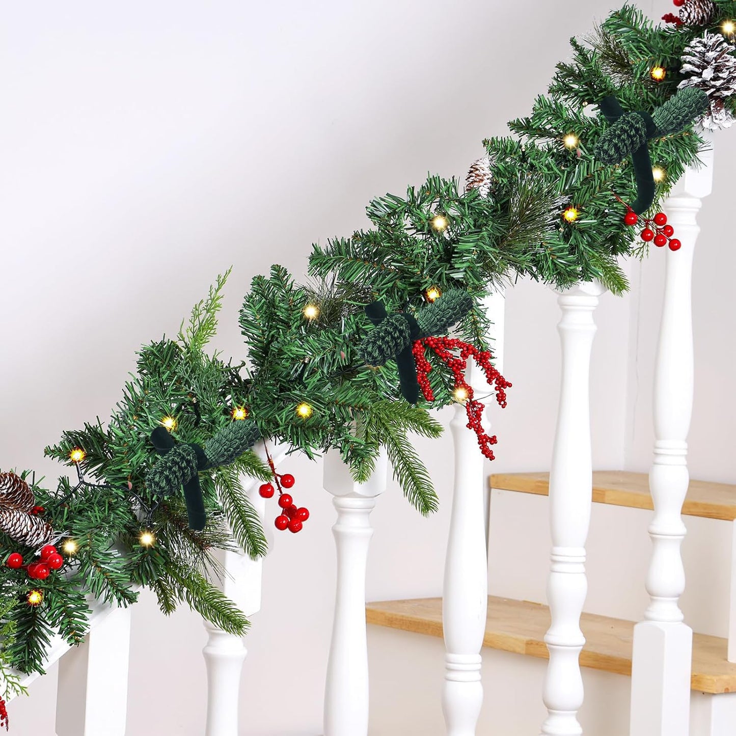 10PCS Garland Ties for Valentines Day Velvet 20 Inch Decorative Flexible Twist Ties for Xmas Holiday Light Banisters Stairways Railings Home Decoration Gift Wrapping (20 inches, Pack, 10)