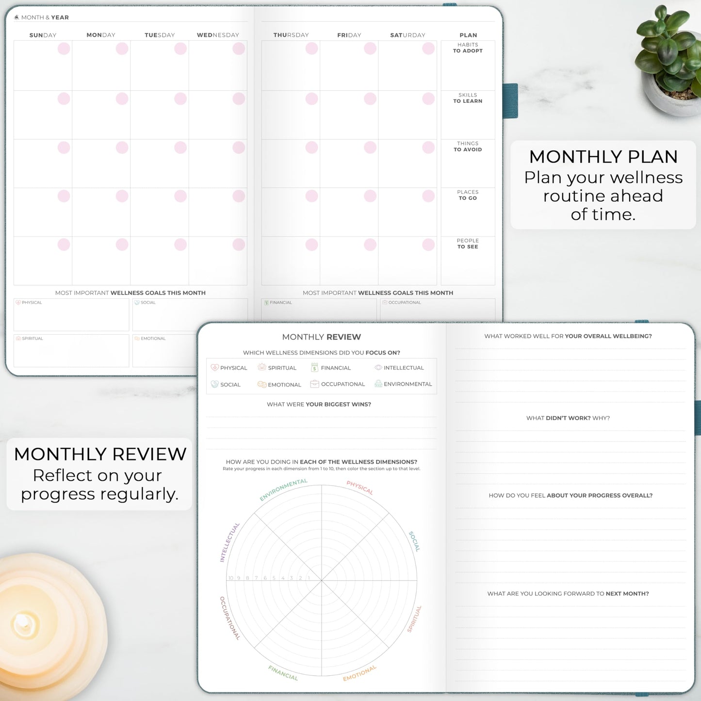 Clever Fox Wellness Planner Premium – Daily Lifestyle Journal to Support Health, Nutrition & Exercise – Healthy Living Journal with Meal, Exercise & Habit Trackers – Lasts 3 Months (Aquamarine)