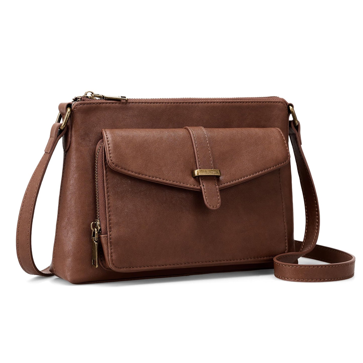 befen Genuine Leather Purses for Women Small Crossbody Purse with Built in RFID Wallet Soft Real Leather Cross Body Bags Brown Shoulder Bag with Adjustable Strap Trendy Handbag for Trave L& Daily