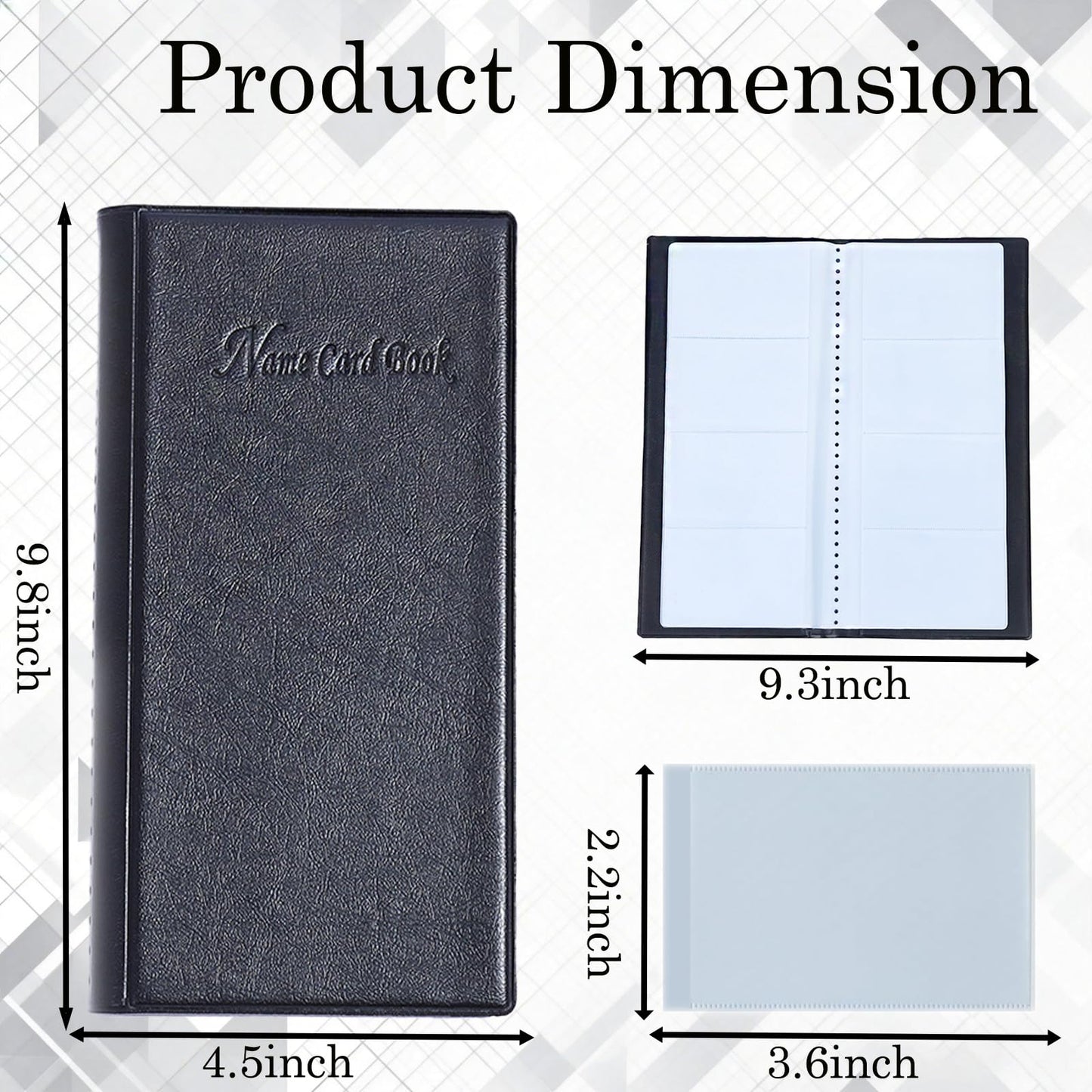 Business Card Holder Book, Holds Up to 400 Cards, Large Capacity Business Card Organizer with Clear Fixed Pages, Professional Card Holder Binder for Office, Desk & Travel