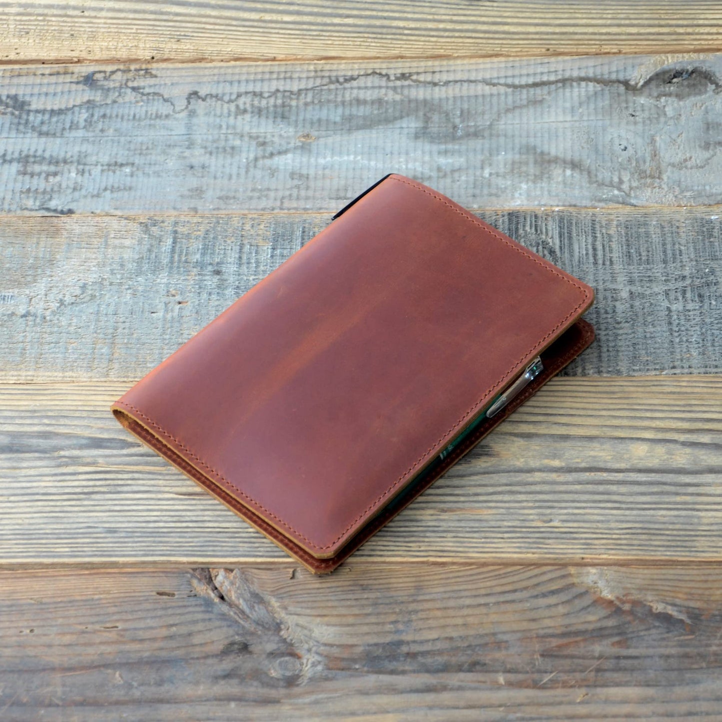 JJNUSA Leather Cover Compatible With Tops The Legal Pad Writing Pads 5" x 8", Legal Rule, Notebooks Distressed Genuine A5 Leather Cover 5" x 8", Brown