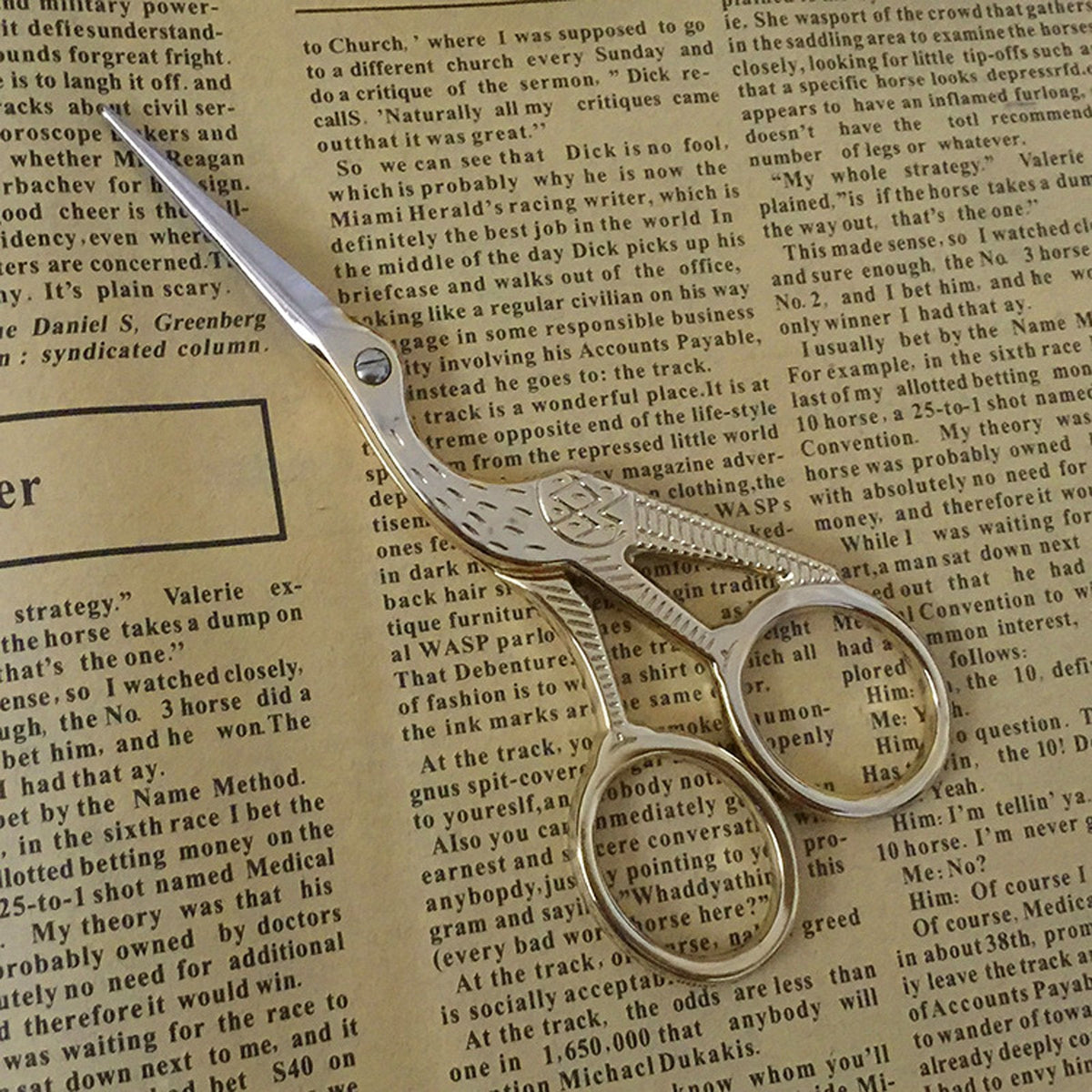 BIHRTC 4.5" Stainless Steel Sharp Tip Classic Stork Scissors Crane Design Sewing DIY Tools Dressmaker Shears Scissors for Embroidery, Craft, Needle Work, Art Work & Everyday Use (Gold)