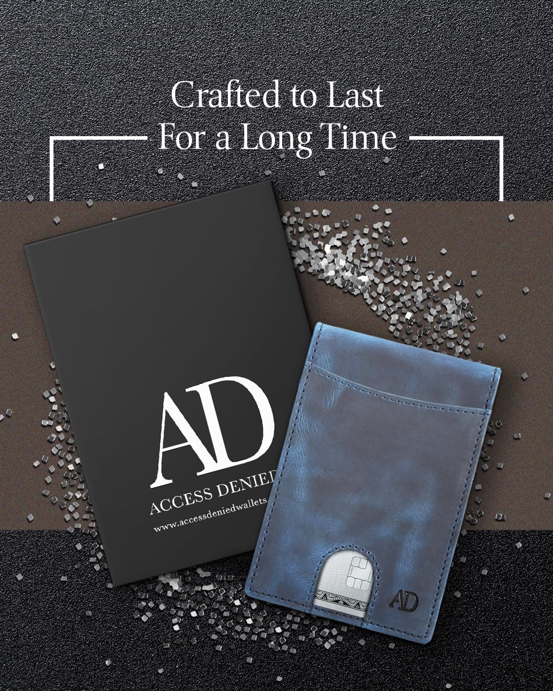 Access Denied Real Leather Wallets For Men - Money Clip Bifold Wallet RFID Front Pocket Thin Minimalist Mens Wallet Credit Card Holder