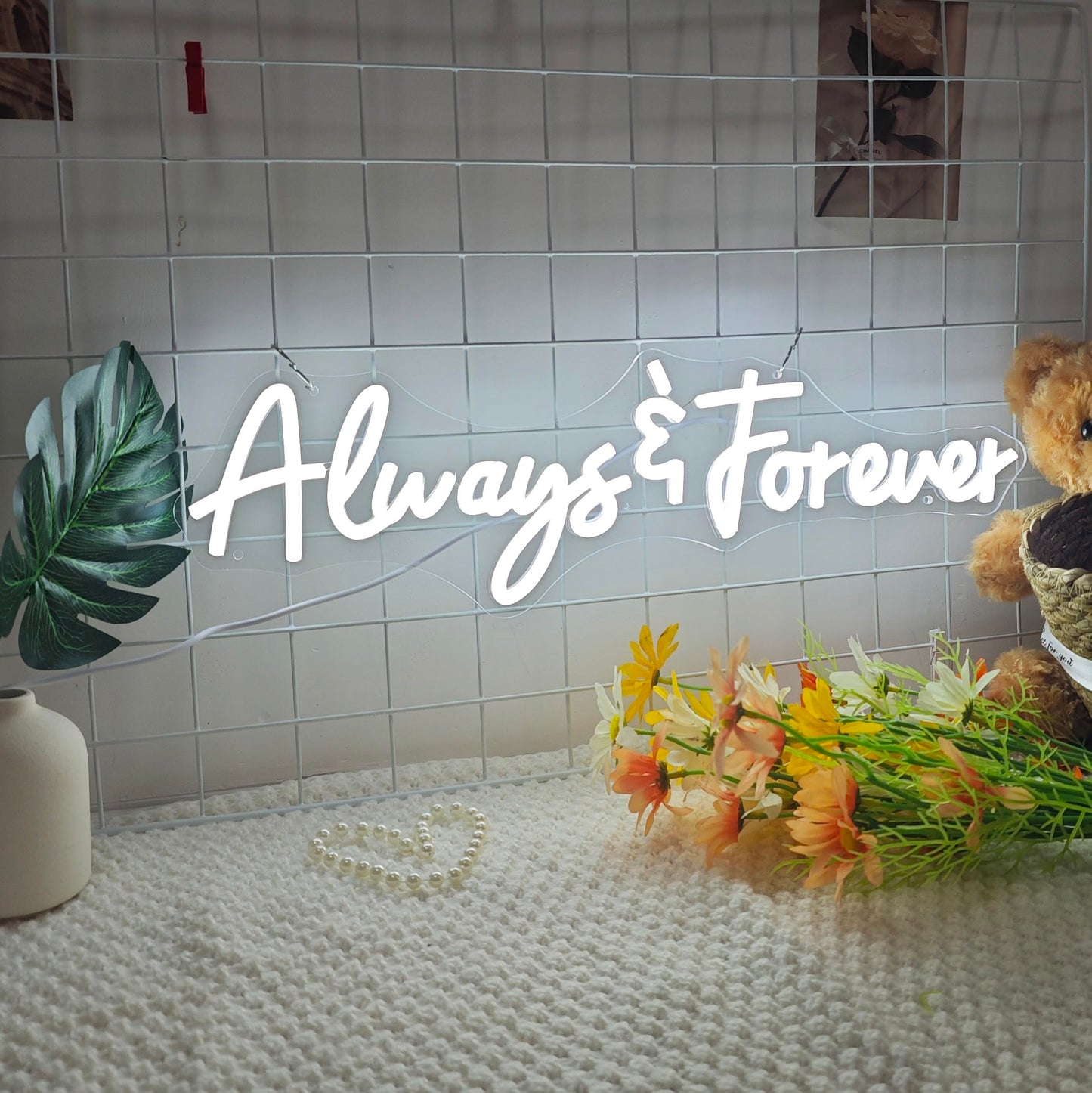 Always and Forever Letter LED Neon Sign for Lovers,Friends, Family Aesthetic Neon Light Signs,USB Powered LED signs, Wall Lights for Wedding,Anniversaries, Club ,Hotel ,Birthday Party Wall Hanging Decoration(20in)