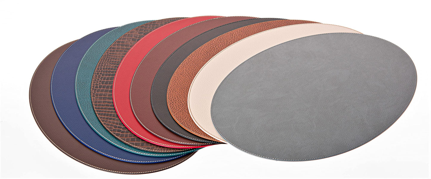 Nikalaz Oval Placemats Set (Pack of 4) Recycled Leather Table Mats 18 x 13 inches (45.7 x 33 Centimeters), Kitchen Dining Table Décor by Nikalaz (Beige - Creamy White)