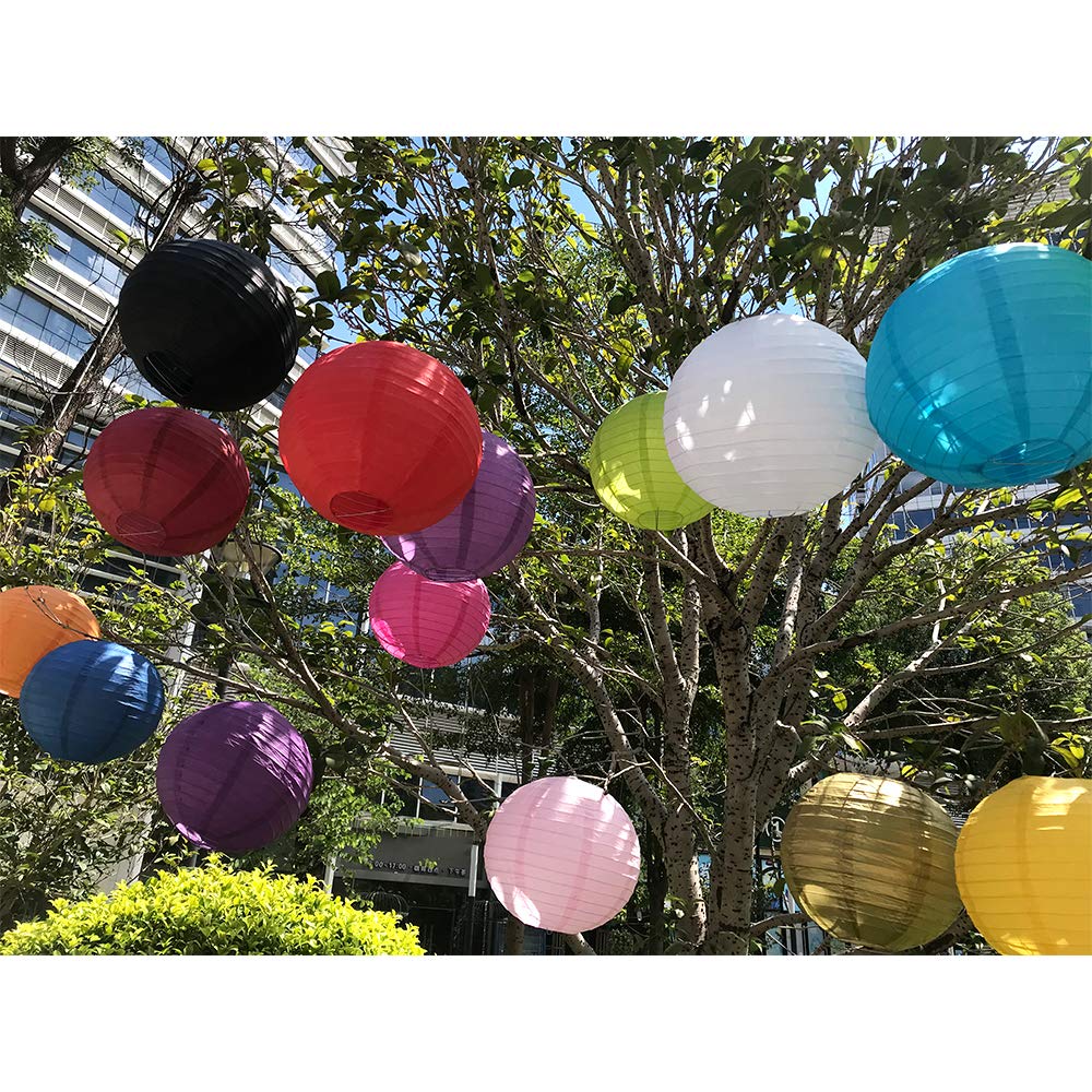 BEISHIDA 10Pcs White Paper Lanterns Decorative Chinese/Japanese Hanging Round Paper Lanterns Lamp for Birthday, Wedding, Christmas, Bridal, Home Decor, Party Decoration(Size of 4”, 6”, 8”, 10”)