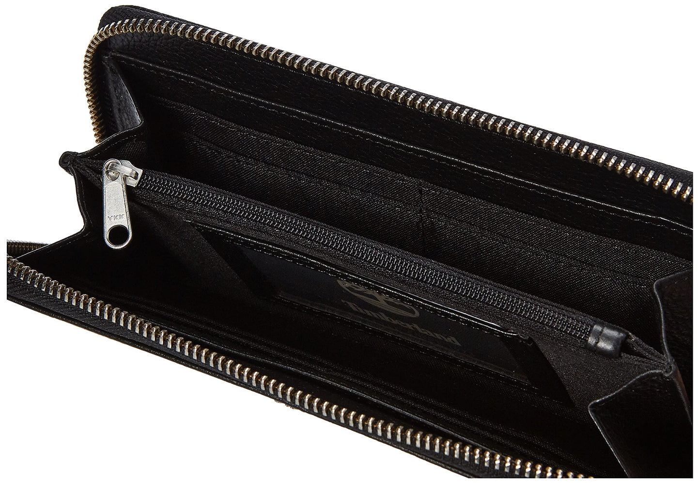 Timberland Women's Leather Rfid Zip Around Wallet Clutch With Wristlet Strap, Black (Pebble), One Size