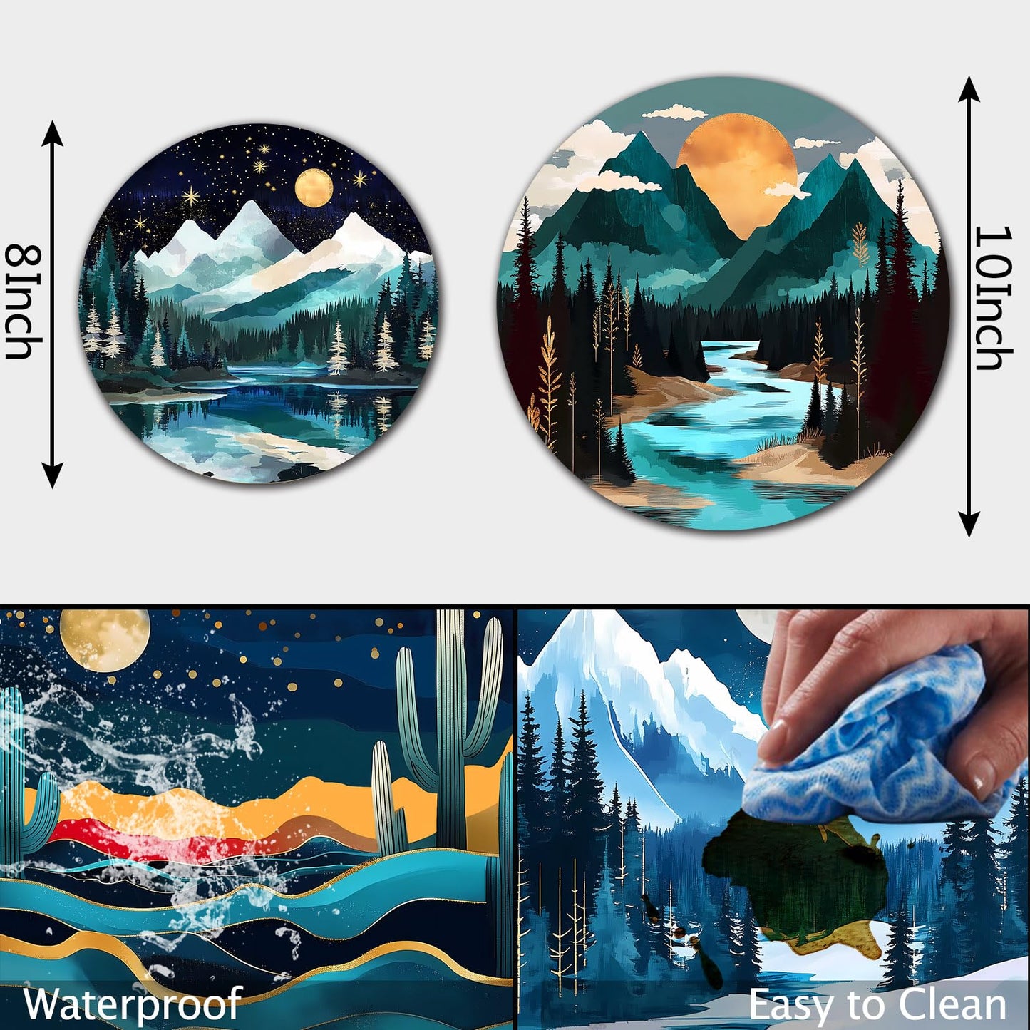 Tucocoo Desert Night Burner Covers for Electric Gas Stove Burners,8 Inches and 10 Inches,Morning Stars Landscape Electric Stove Burner Covers,Round,Range,Cooktop,Set of 4 Decorative Kitchen Decor