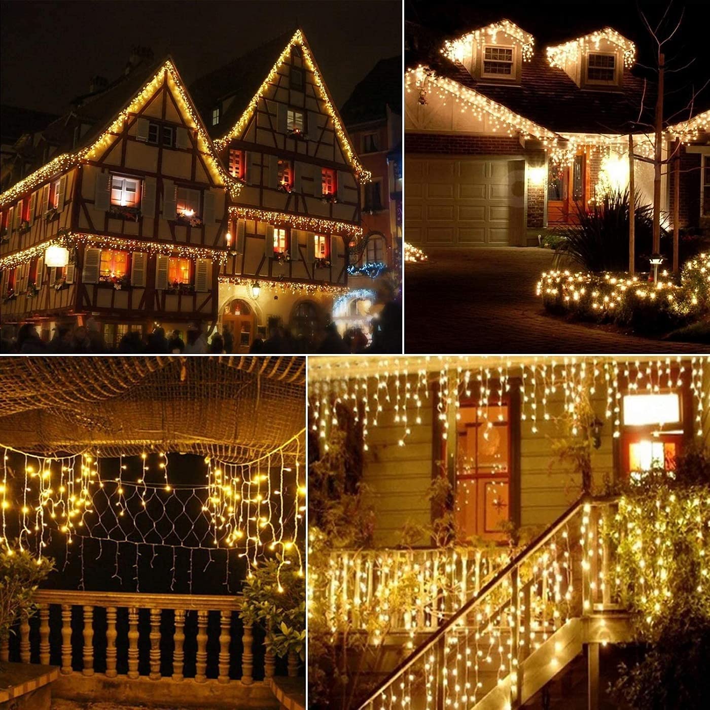 Dopheuor Icicle Fairy Lights 400LED 32.8ft 75Drops 8 Modes Waterproof String Lights for Outdoor Eaves Curtain Christmas Trees Party Decor(Warm White)