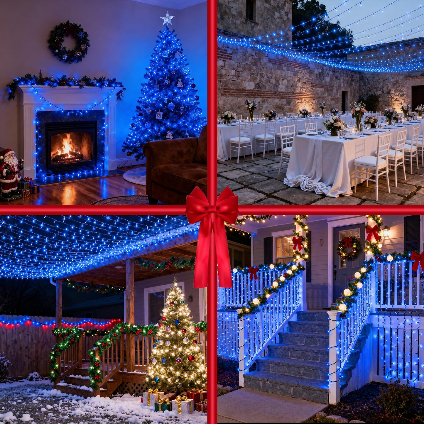 300 LED Blue Birthday Party Decorations String Lights with 12 Modes Timer Dimmable, Waterproof Green Wire Christmas Tree Lights, 75FT Fairy Lights for Bedroom, Outside, Ocean Party, Xmas Decor