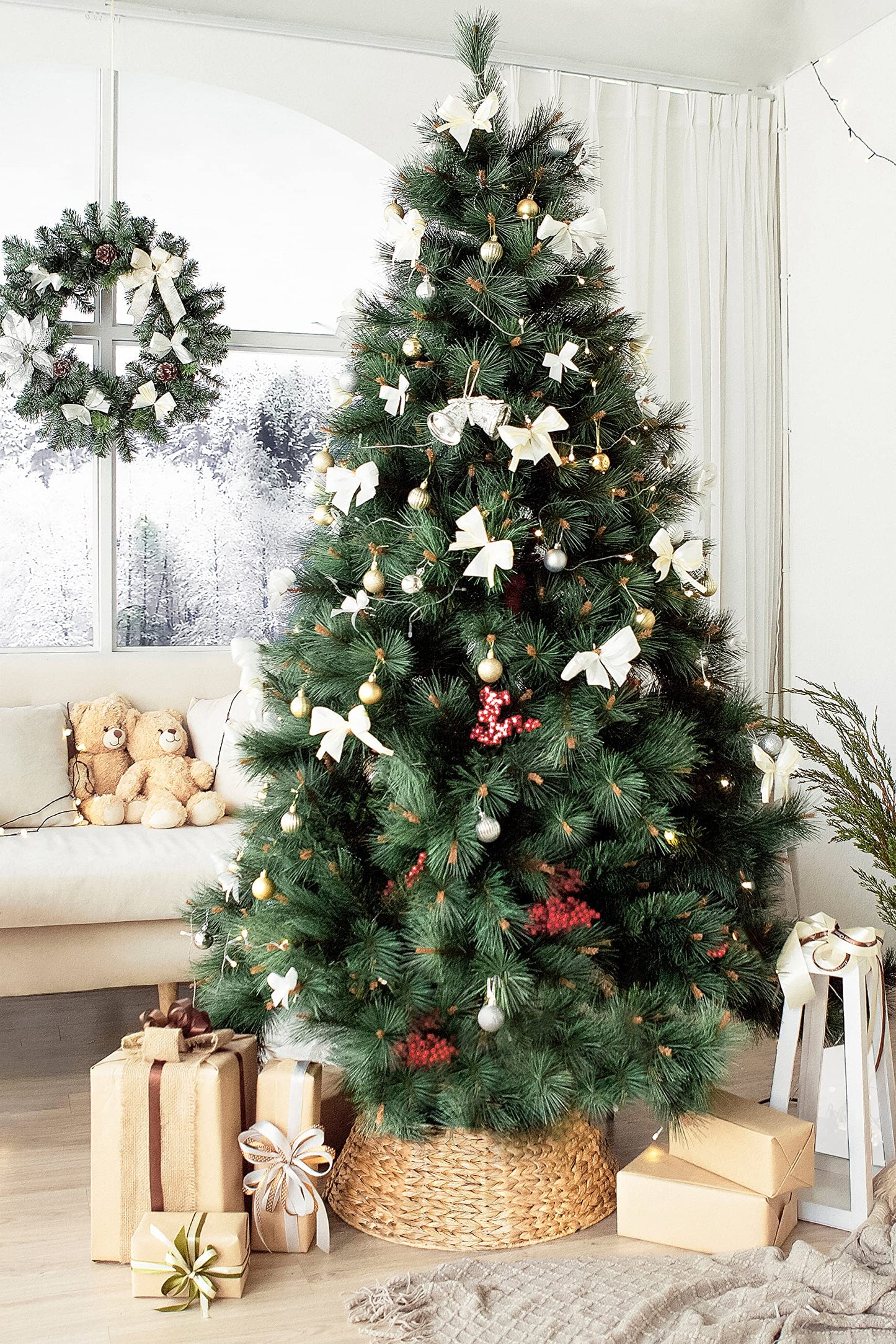 Christmas Tree Collar Woven Seagrass 24" – Rustic Handwoven Holiday Tree Base Cover, Durable & Stylish Alternative to Tree Skirts, Fits Most Tree Stands
