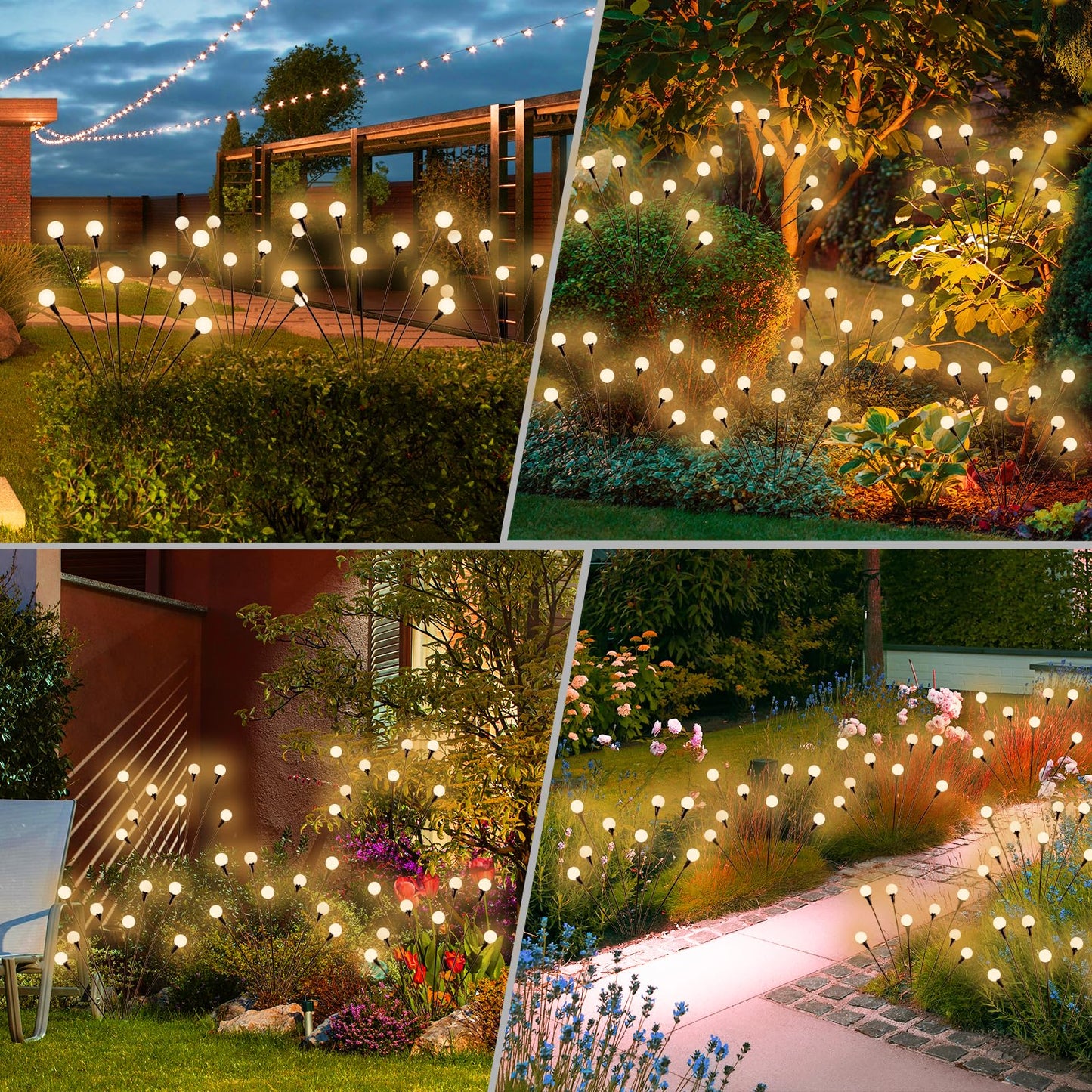 Solar Lights Outdoor Waterproof, 10 Packs 80LED, Solar Garden, Patio, Garden Decor, Patio Decor, Firefly Outdoor, Unique Gifts for Women, Gifts for Grandma
