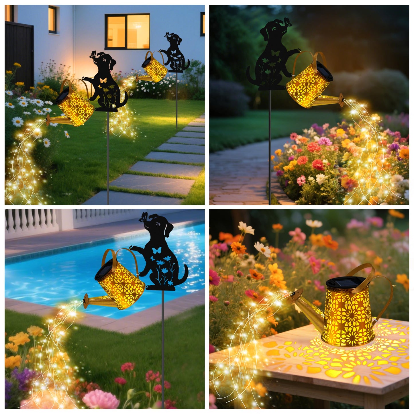 Solar Watering Can Lights, Dog Hanging Lantern Solar Lights Outdoor, Dog Lover Gifts for Mom Women Birthday Mother's Day Christmas, Waterproof Garden Decor Outside Patio Yard Pathway Backyard