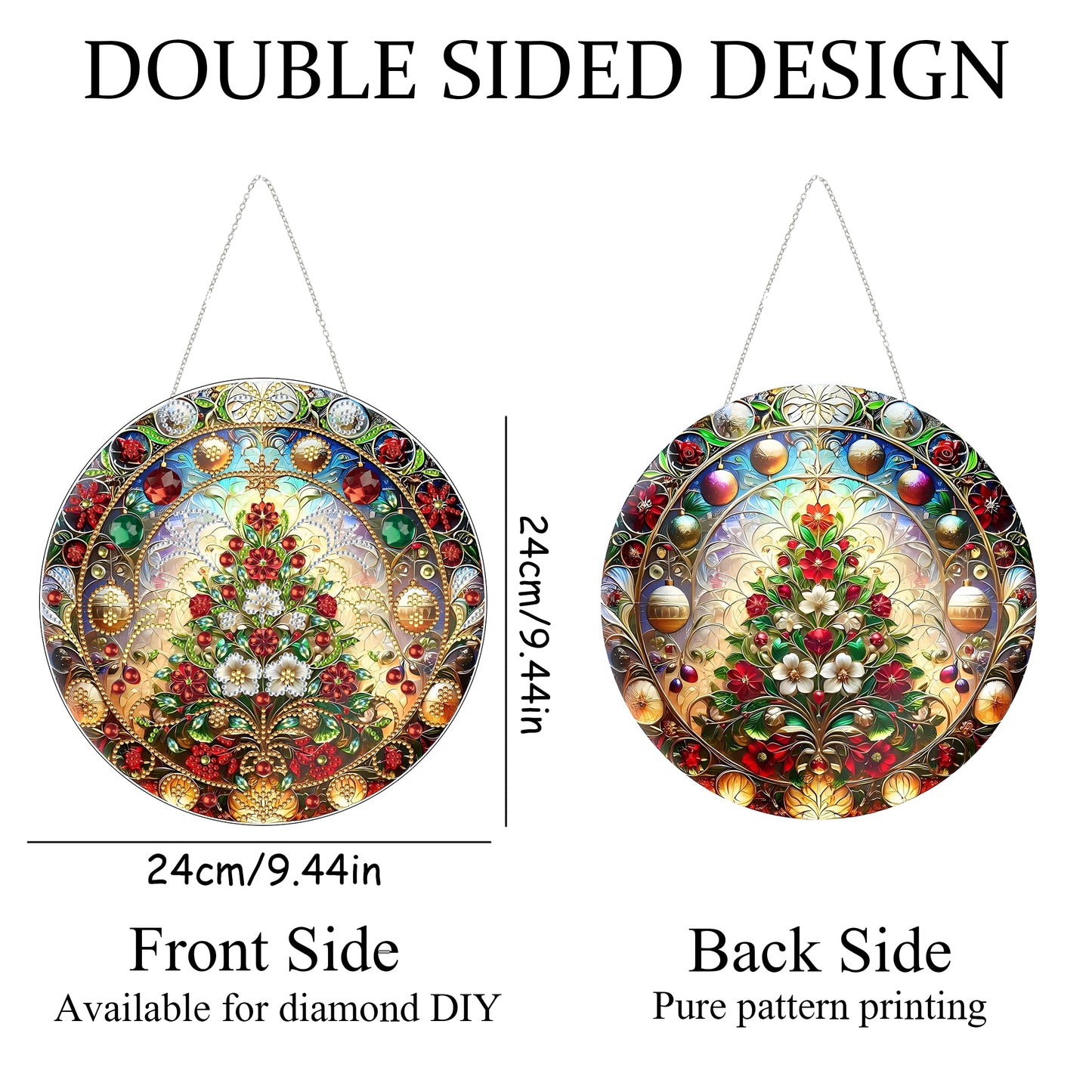 Diamond Art Hanging Kit for Adult,Special Shaped Rhinestone,DIY Acrylic Diamond Art Painting Window Pendants Home Garden Wall Hanging Kits Hanging Ornament,Double Sided. (Christmas Trees-1)