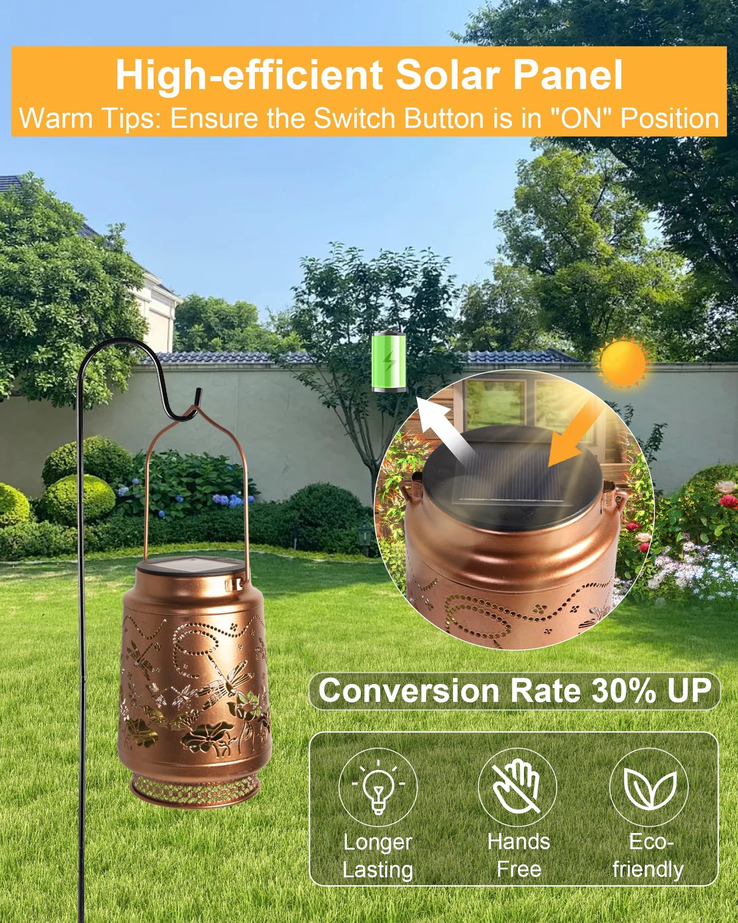2 Pack Dragonfly Solar Lanterns Outdoor Waterproof, Garden Decor Birthday Gifts for Women Mom Grandma Sister, Metal Hanging Solar Lights Outside Decorative for Backyard Patio Lawn Pathway Landscape