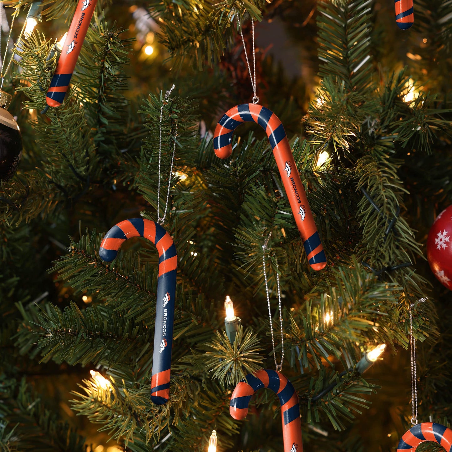 FOCO Denver Broncos NFL 12 Pack Candy Cane Ornament Set