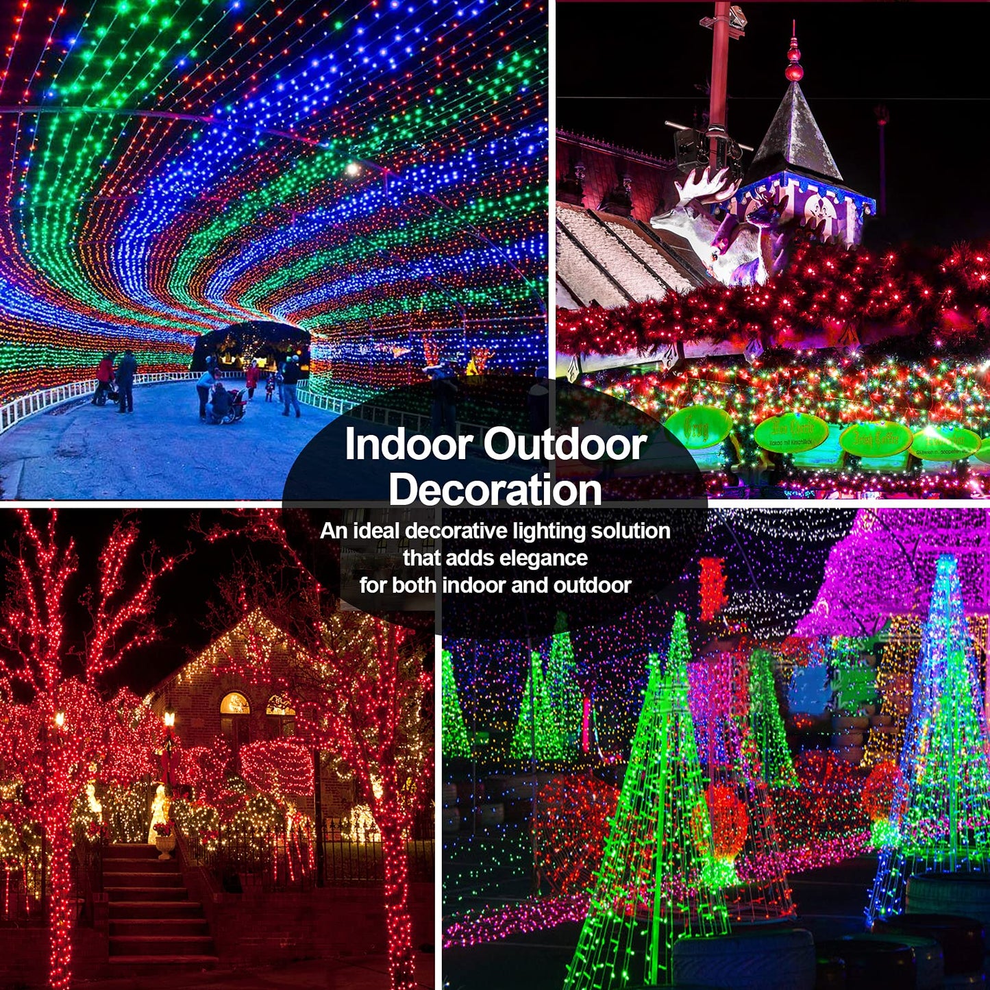 JXLEDAYY 403 FT 1000 LED Christmas Lights Outdoor Fairy Lights Plug in Extra Long String Lights Waterproof 8 Modes Timer for Outside House Tree Garden Yard Wedding Party Decorations-Red