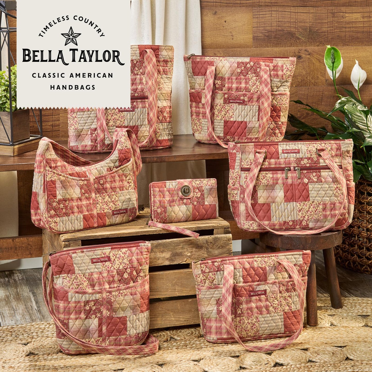 Bella Taylor Quilted Cotton Duffel Bag |Large Carry On Travel and Weekender Bag For Women| Burgundy Patch
