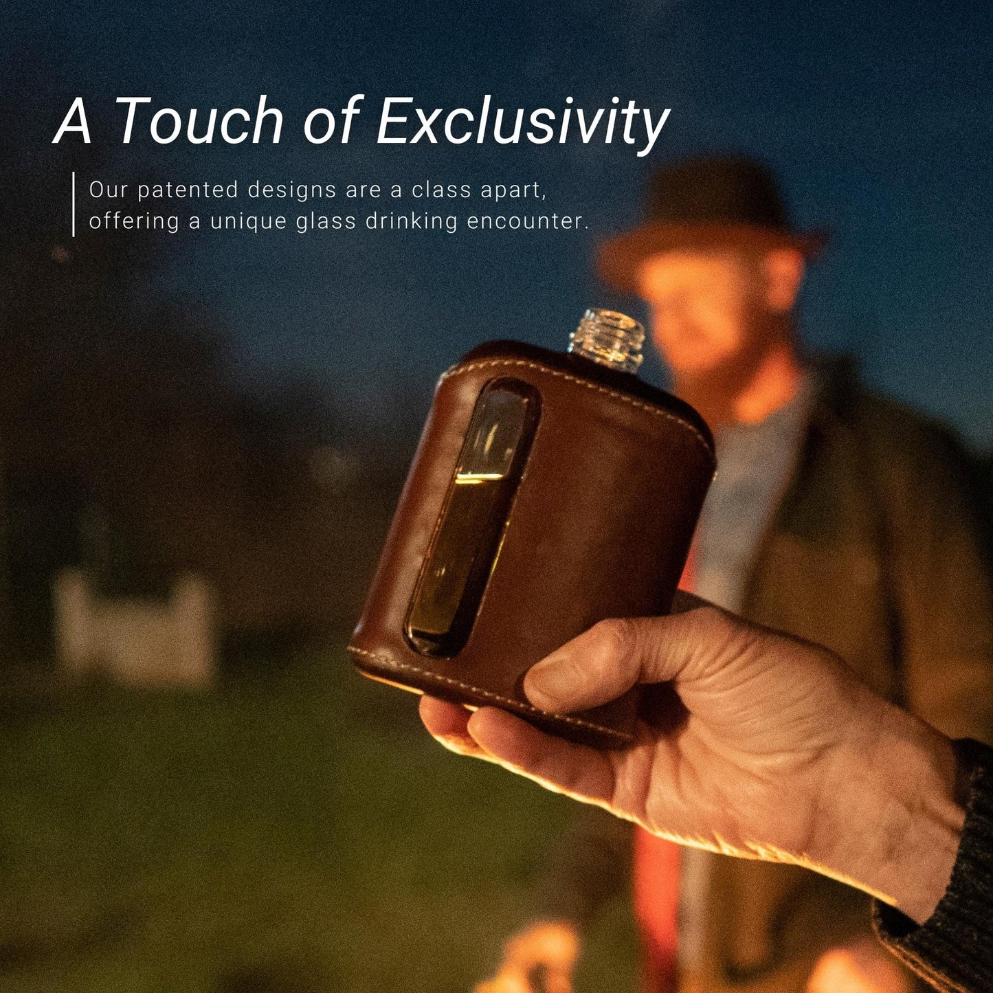 Ragproper Leather Glass Hip Flask for Men & Women – Modern Whiskey & Liquor Pocket Flask, Durable Genuine Leather Cover, Ideal Glass Flask – Single Shot 3.4oz (100ml), Dark Brown