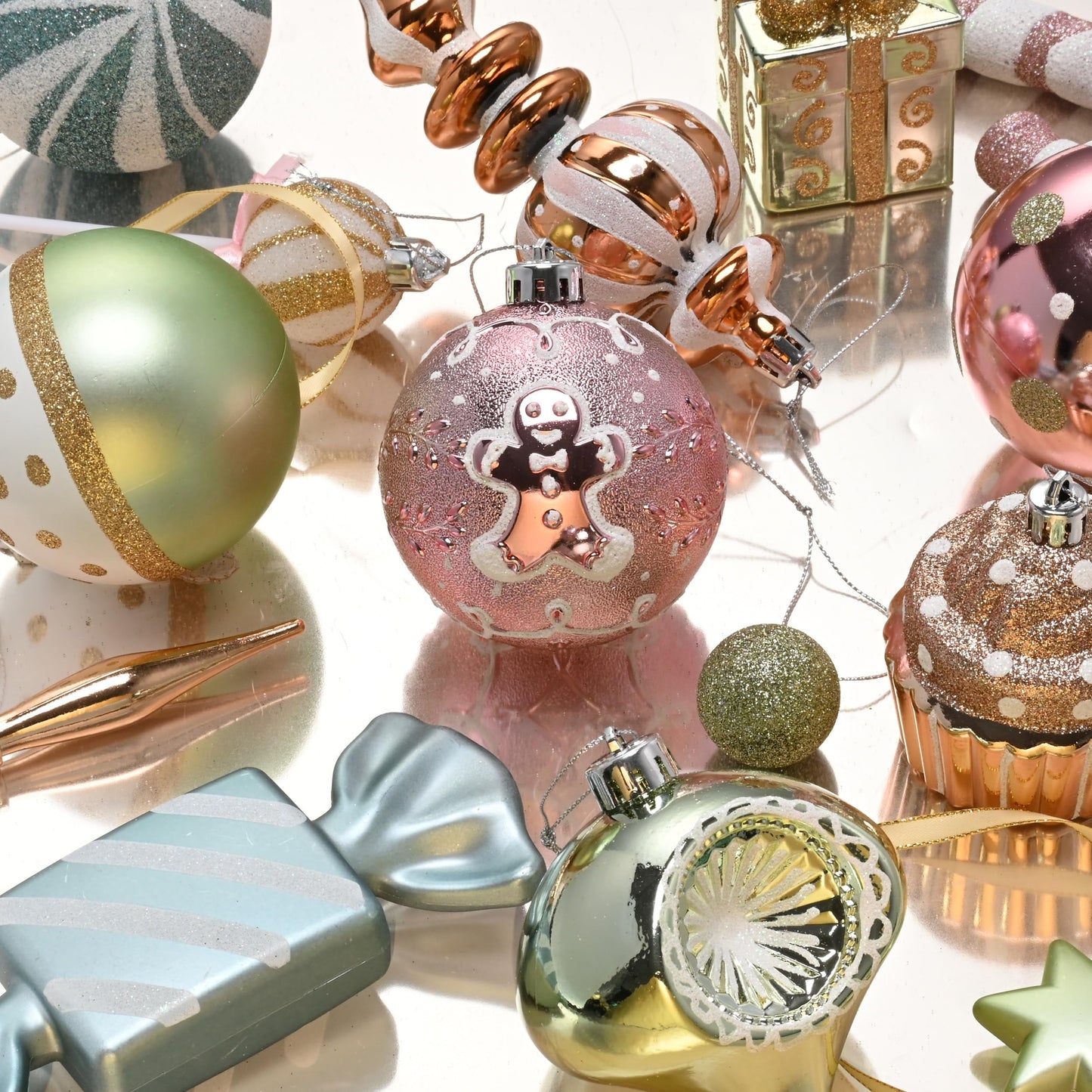 Valery Madelyn Christmas Ball Ornaments Set, 80ct Candyland Macaron Pastel Shatterproof Christmas Tree Decorations, Variety Decorative Hanging Ornaments Bulk for Xmas Holiday Party Decor
