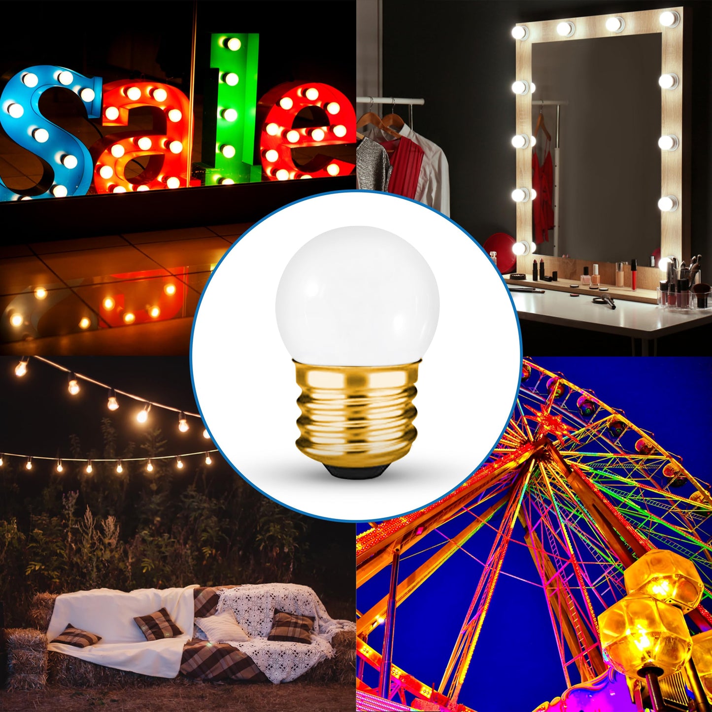 OHBULBS S11 Indicator Incandescent Ceramic White Night Bulb with E26 Base, 7.5W White Light with 40 Lumen Brightness, Perfect for Home Decor, Pack of 20