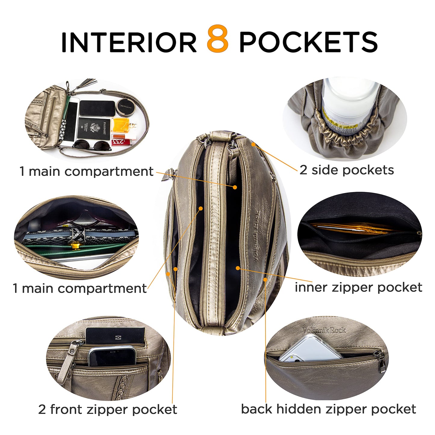 VOLGANIK ROCK Crossbody Bag for Women with Tassel Ladies Soft PU leather Purses and Handbag Pocketbooks