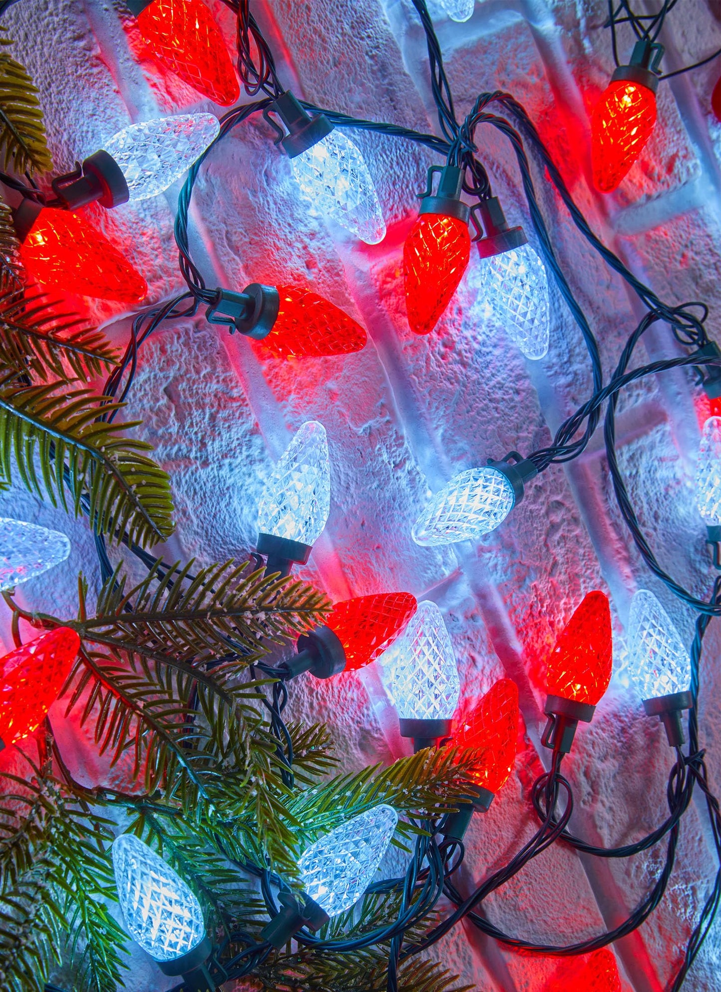 C9 Christmas Lights Outdoor Waterproof, 114 Feet 150 LED C9 String Light with Timer & 8 Light Mode, Connectable Christmas Tree Lights for House Outside Roofline Indoor Decoration, Red & Pure White