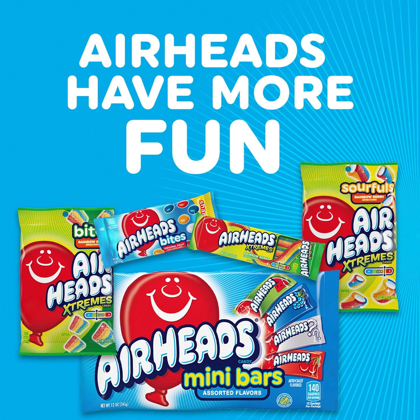 Airheads Candy Bites, Chewy Candy Bags, Assorted Fruit Flavors Naturally and Artificially Flavored, 2 Ounces (18-Pack)