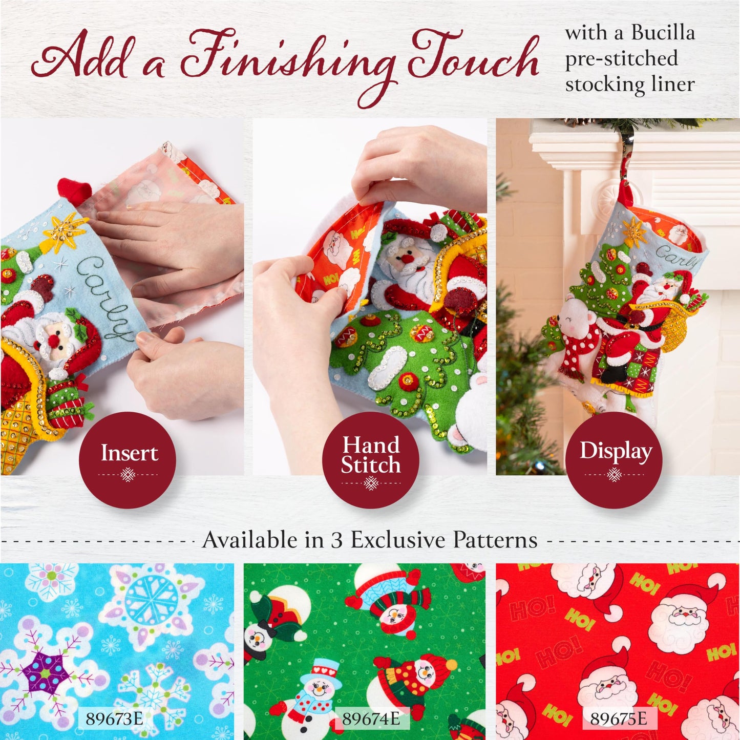 Bucilla Felt Applique 18" Stocking Making Kit, Holiday Cheer Santa, Perfect for DIY Arts and Crafts