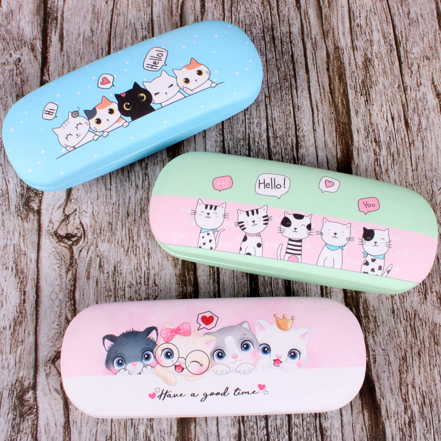 ADBGV 3Pcs Cute Cartoon Hard Shell Eyeglasses Cases Protective Case with Glasses Cloth Storage Box Eyewear Retainer Holder for Girl Teen