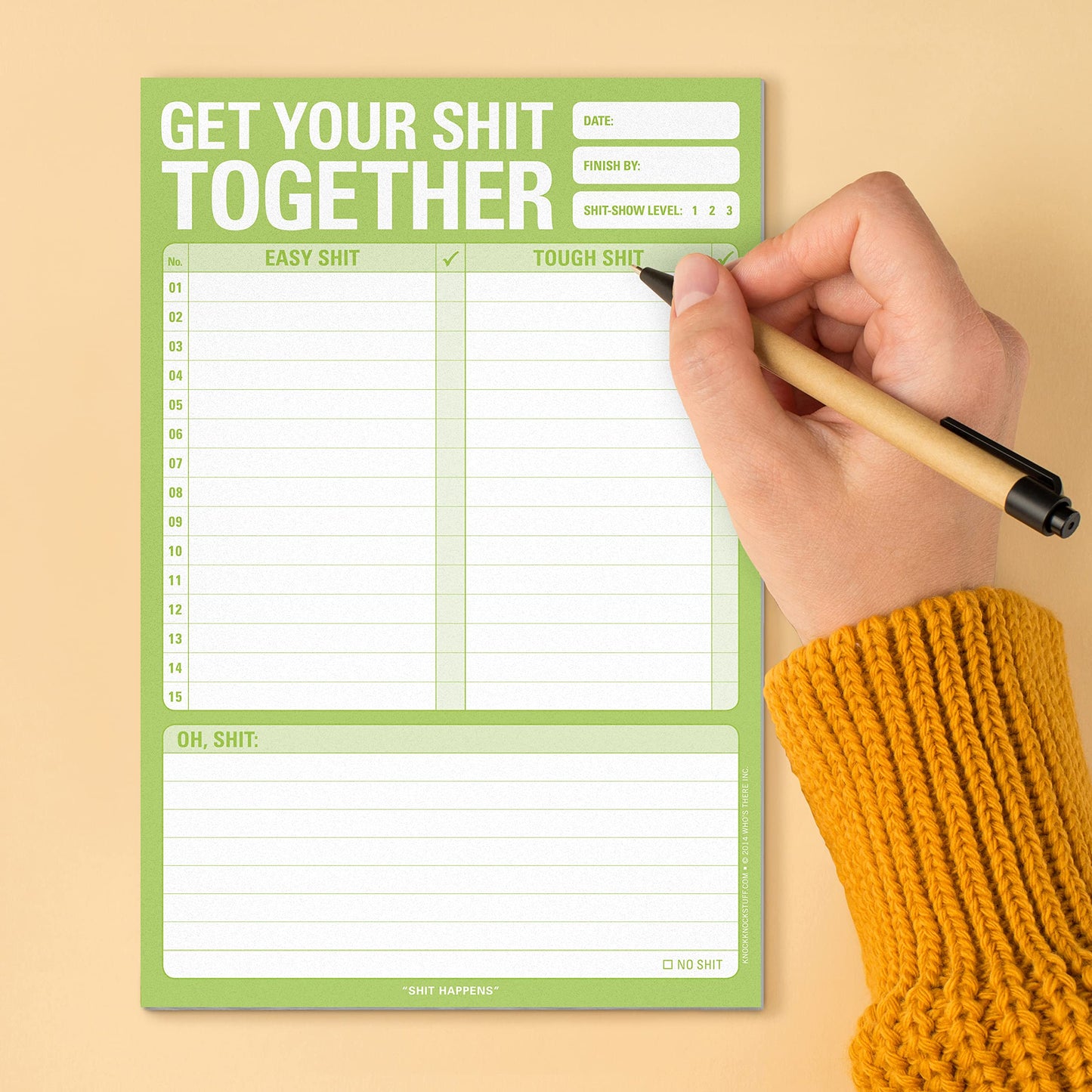 1-Count Knock Knock Get Your Shit Together Pad, To Do List Notepad & Daily Planner Pad, 6 x 9-inches (Green)