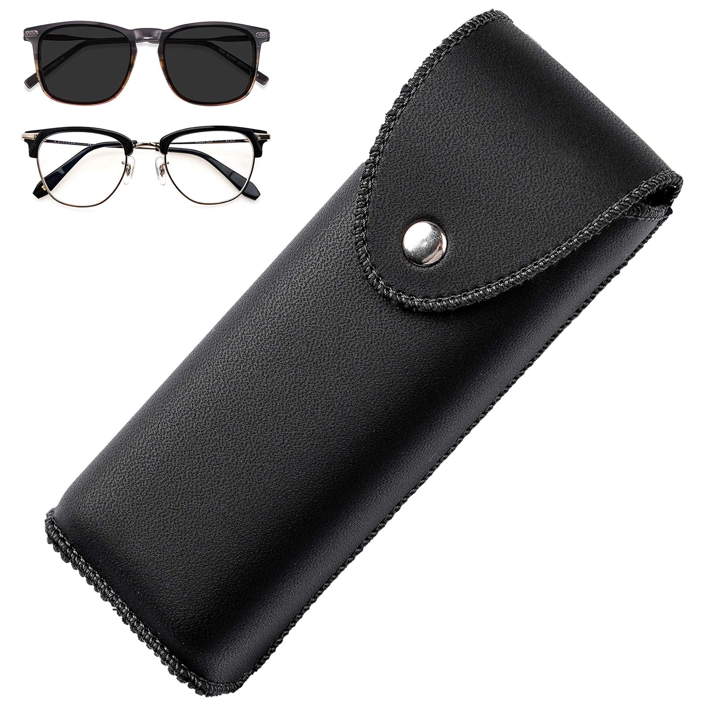 PU Leather Eyeglasses Case on Belt, Hard Eyeglass Case, Glasses Holder Belt Loop, Small Case For Eyeglass, Glasses Cases, Small Sunglasses Case, Reading Glasses Case Classy Style Black