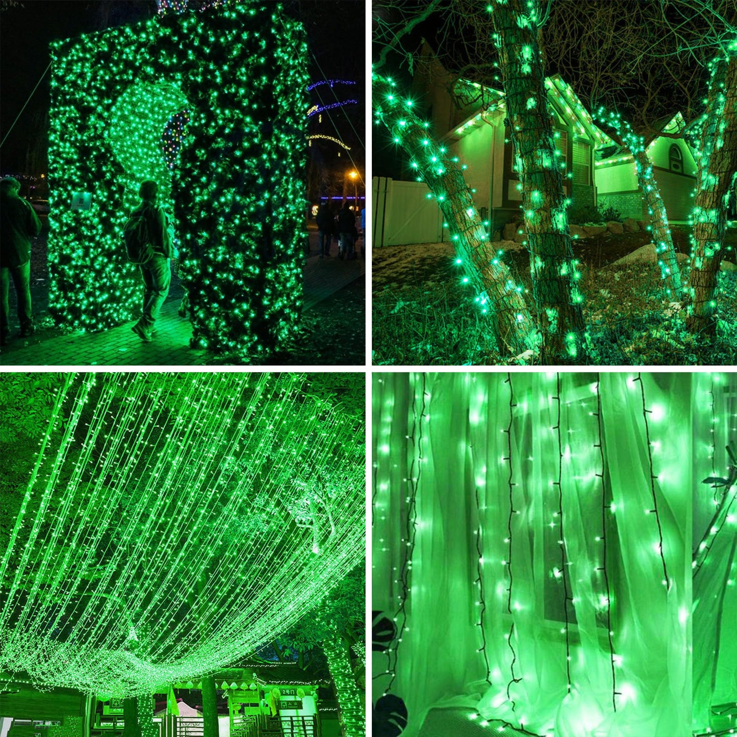 kemooie 500 LED Green St. Patrick's Day Lights, 164 FT Waterproof Fairy String Lights with 8 Modes & Memory Function, Plug in Outdoor String Light for Xmas Garden Balcony St. Patrick's Day Decor