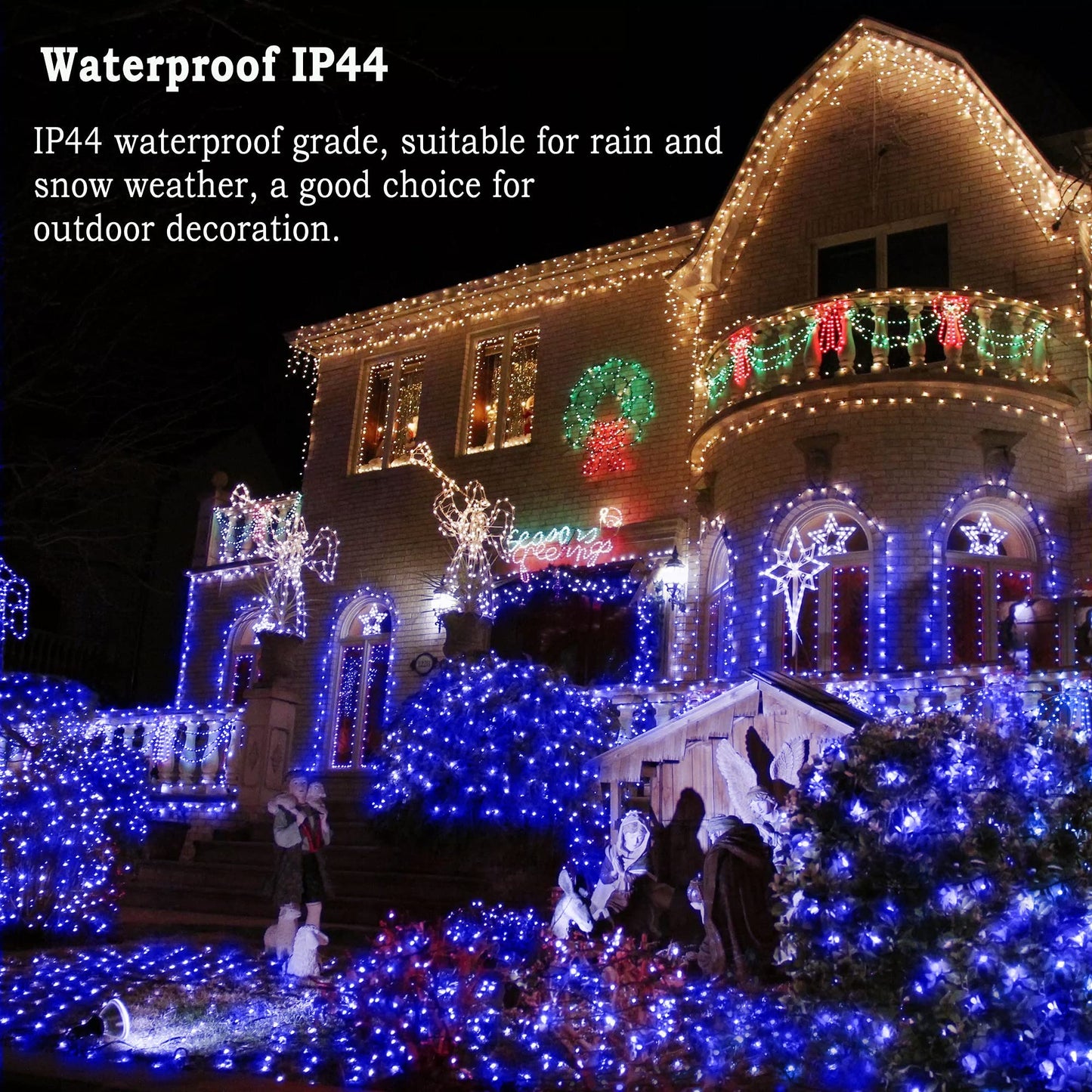 KNONEW 403ft 1000 LED String Lights Outdoor Christmas Light 8 Modes & Timer Fairy Lighting Plug in Waterproof for Xmas Yard Tree Wedding Party Holiday Decorations (Blue)