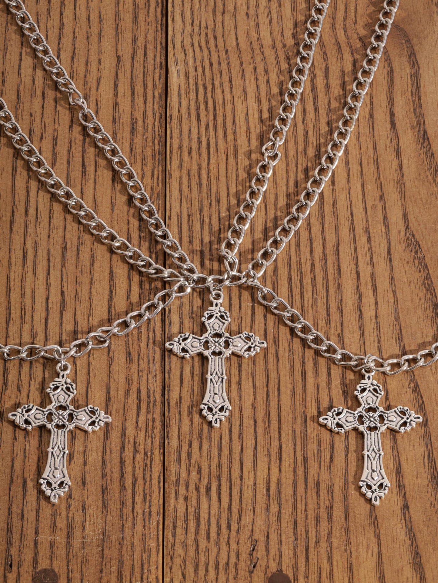 Sacina Silver-tone Cross Chain belt, Waist Belly Chain, Gothic Goth Punk Grunge Emo Belt, Goth Accessories