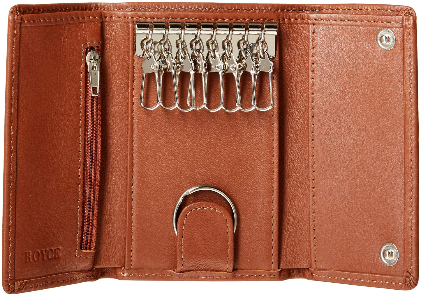 Royce Leather Trifold Key Case Organizer Wallet In Genuine Leather Tri-Fold Wallet, Tan