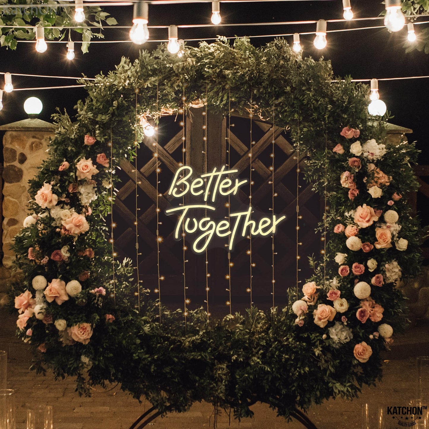 KatchOn, White Better Together Neon Sign - 17x13 Inch | USB Powered Better together Led Sign | Better Together Light Up Sign | Neon Wedding Signs for Anniversary Decorations | Bridal Shower Décor