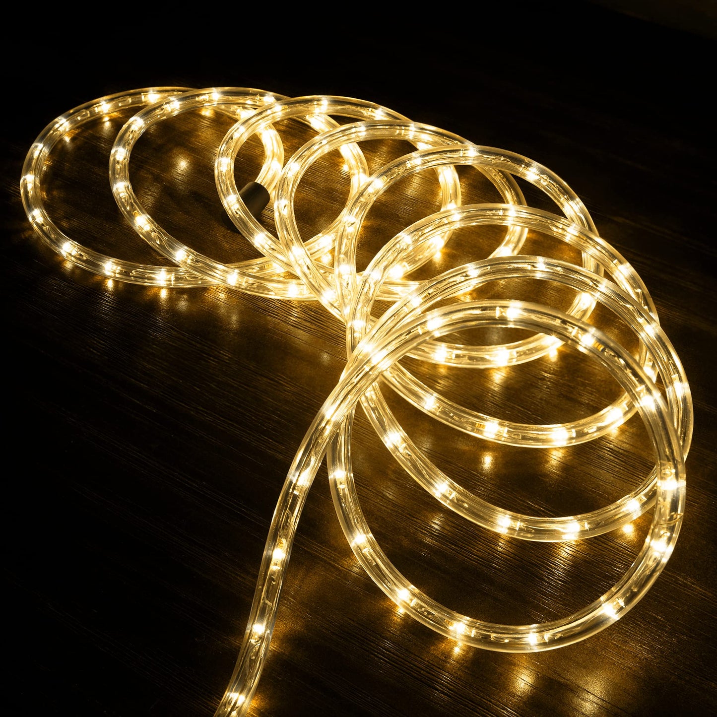 WYZworks 576LEDs, 50ft LED Outside Rope Lights, Waterproof Permanent Outdoor ETL Certified Connectable Clear Tube, Christmas Palm Tree Holiday Decorative Landscape Patio Accent Lighting - Warm White