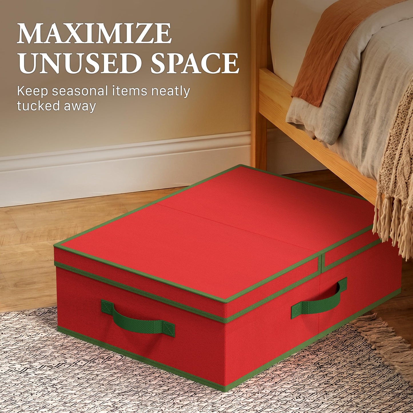 Simple Houseware Heavy-Duty Christmas Ornament Storage Bin for Oversized & Tall Finials, Fits 3.5 in Balls, Underbed Low Profile