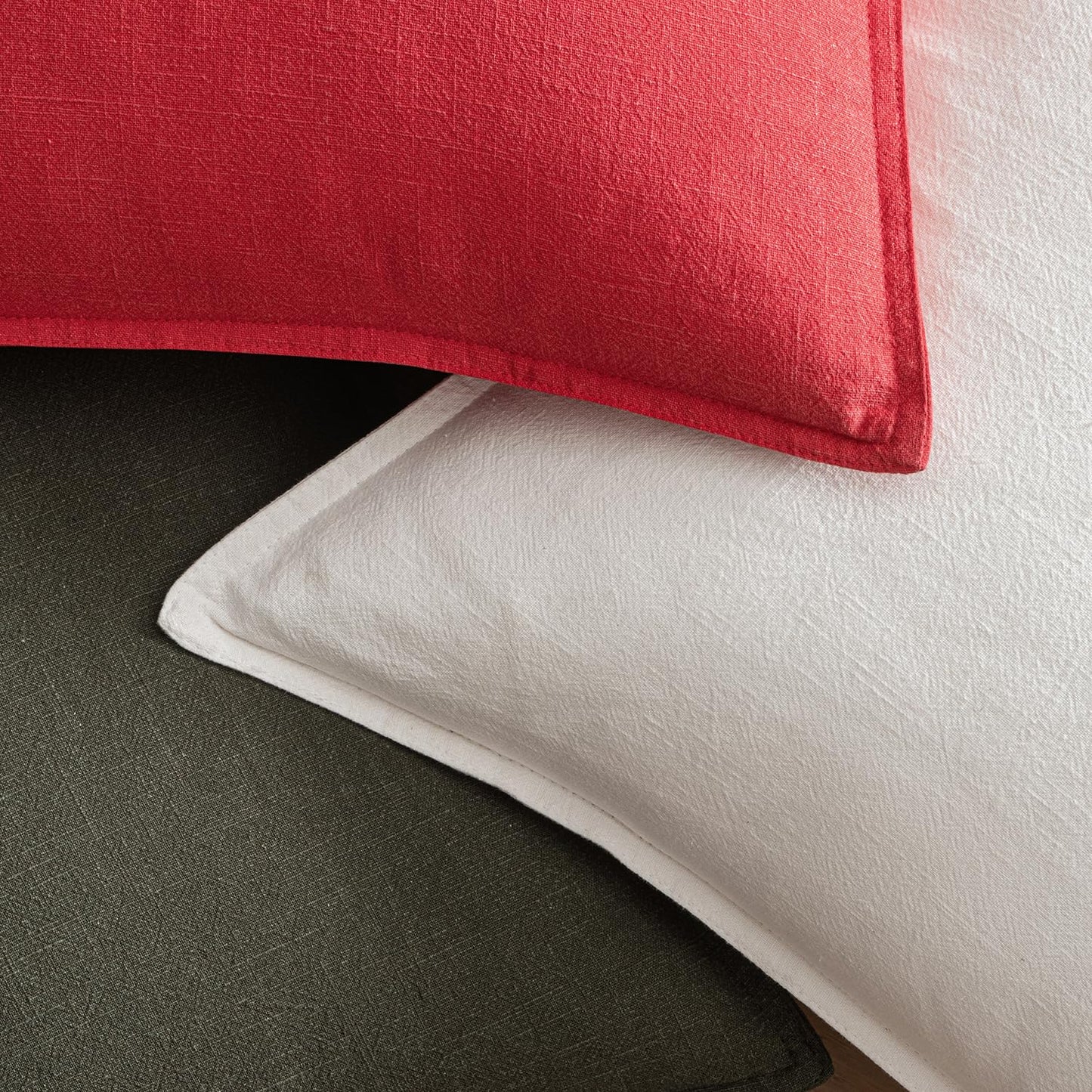 EMEMA Christmas Throw Pillow Covers Decorative Linen Pillow Covers 24x24 Inch Red Boho Farmhouse Neutral Couch Throw Pillows for Bed Pack of 2 Accent Pillowcase Modern Sofa Cushion Livingroom Home