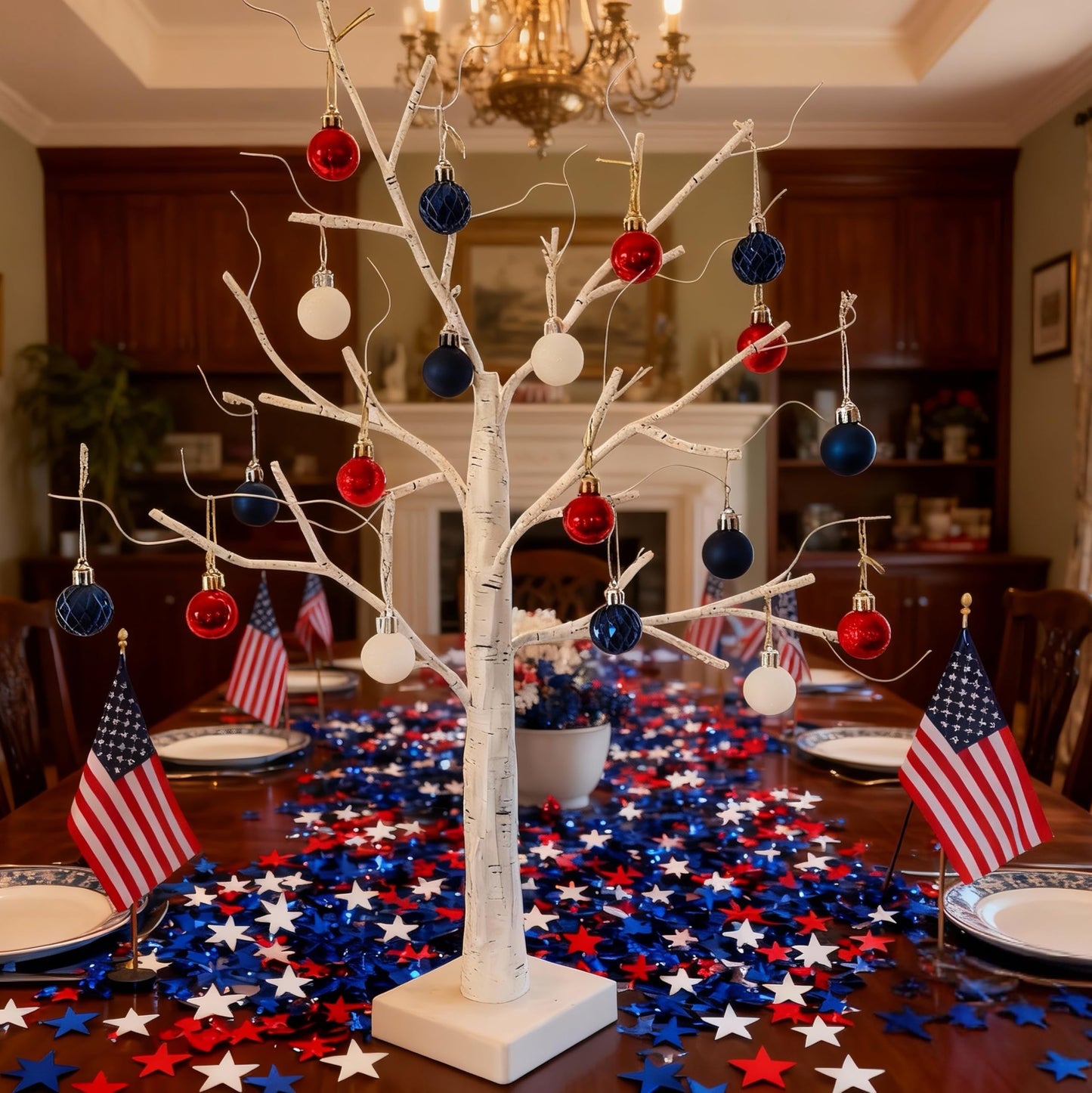 HipTree Mini Patriotic 4th of July Tree Ornaments Decorations,30ct 1.18 Inch Red White Blue Christmas Ornaments Set for Tree,Baubles for Memorial Day, Independence Day,Veterans Day, Flag Day