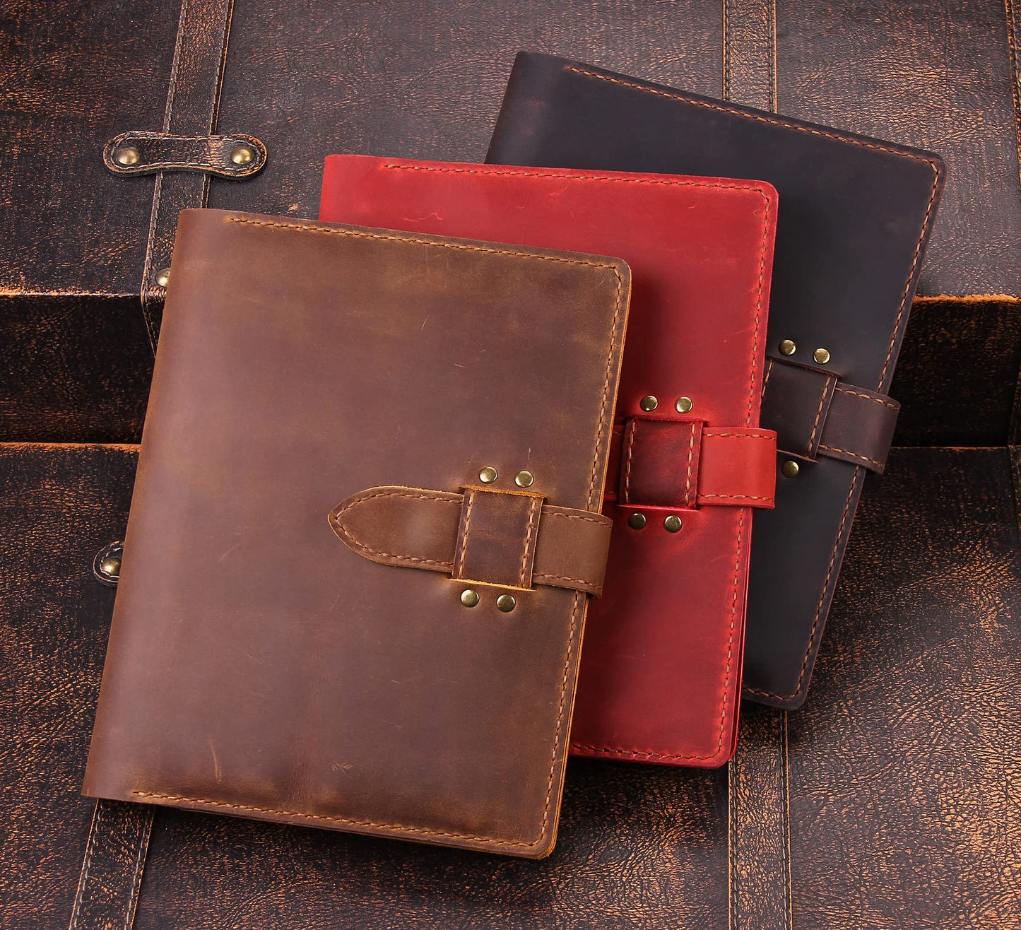Robrasim Handmade Leather Sketchbook Cover, Leather Artist Sketch Pad Cover for 5.5" x 8.5" Sketchbook, Drawing Book and Pencil Case, Journal Notebook Portfolio, Artis Gifts-Wine