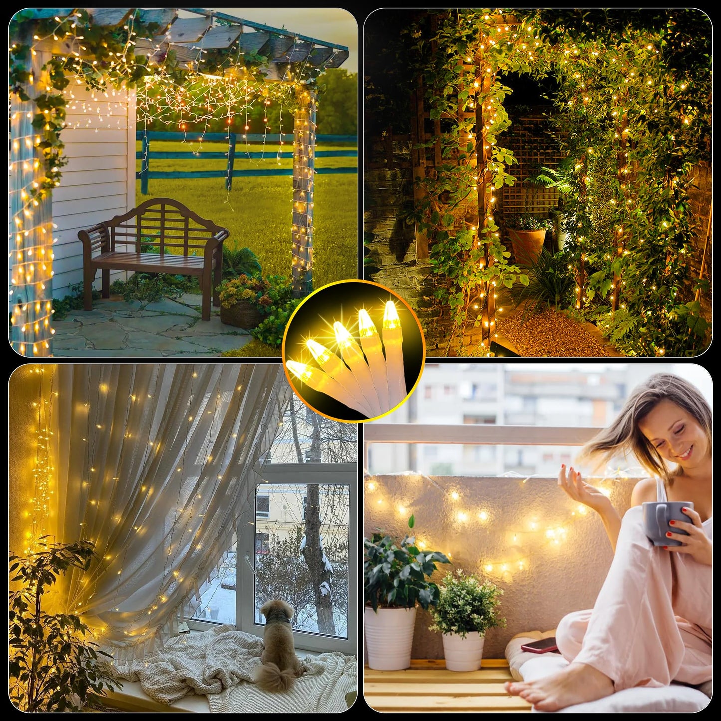 2 Pack Total 200FT 600 LED Christmas String Lights, Warm White Fairy Tree Lights Connectable, 8 Modes & Timer Indoor Outdoor String Lights for Bedroom Tree Yard Door Wedding Xmas Classroom Decor