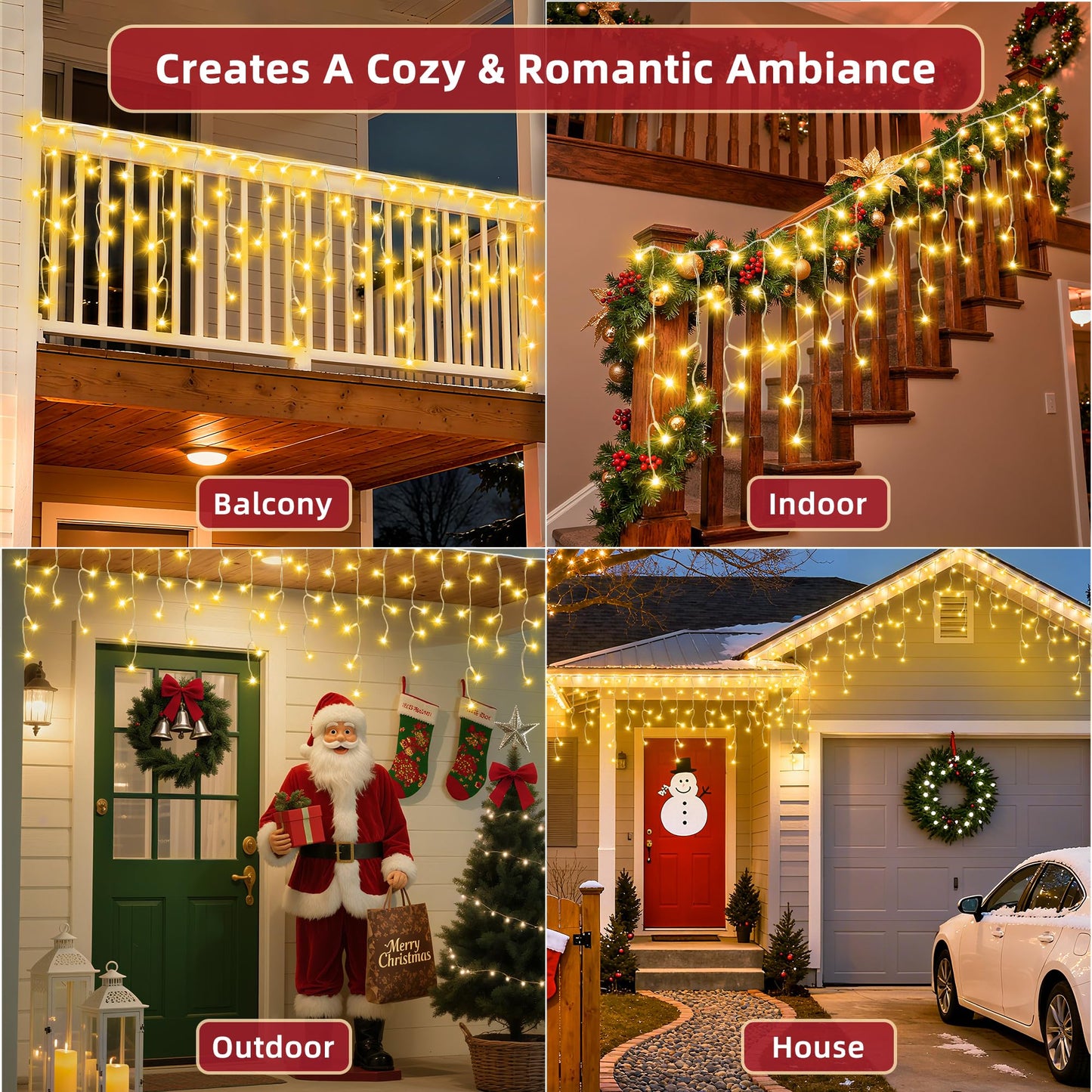 670 LED 66ft Christmas Lights with 148 Drops, 12 Lighting Modes Warm White Christmas Decoration Twinkling Lights Dimmable, Timer Outdoor Waterproof Fairy Lights for Indoor Garden House Eaves Roof