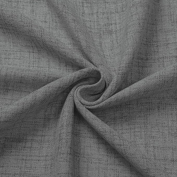 Tollpiz Short Linen Tier Curtains Rod Pocket Semi Sheer Half Kitchen Curtain Burlap Light Filtering Thick Linen Drapes for Bathroom, 30 x 24 inches Long, Dark Grey, Set of 2 Panels