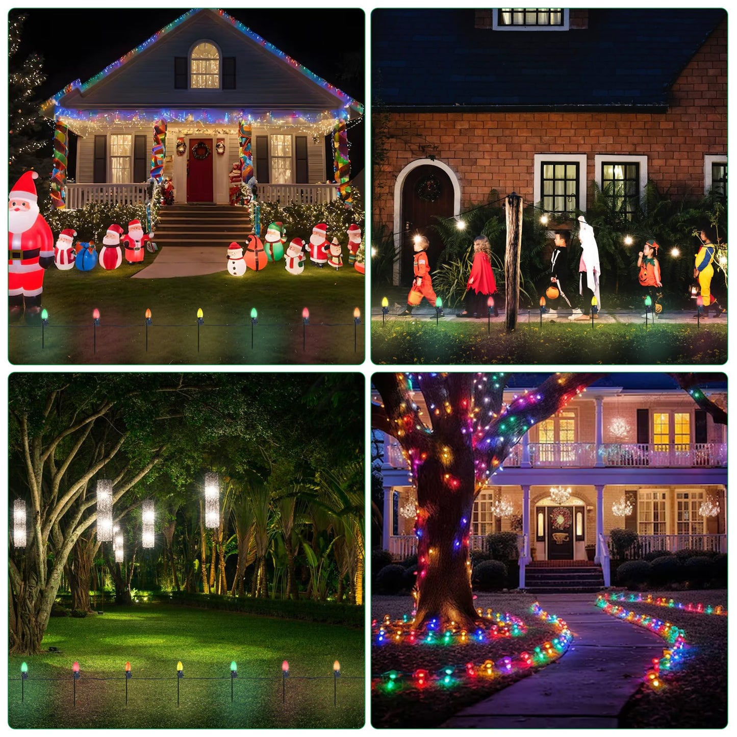 Bylion 30 Pack Metal Christmas Light Stakes - Outdoor Light Stakes - 9.8 Inch Christmas Yard Stakes for C7 C9 Universal Yard Lawn Stakes for Holiday Lights Use on Garden Lawn Patio Path Walkway