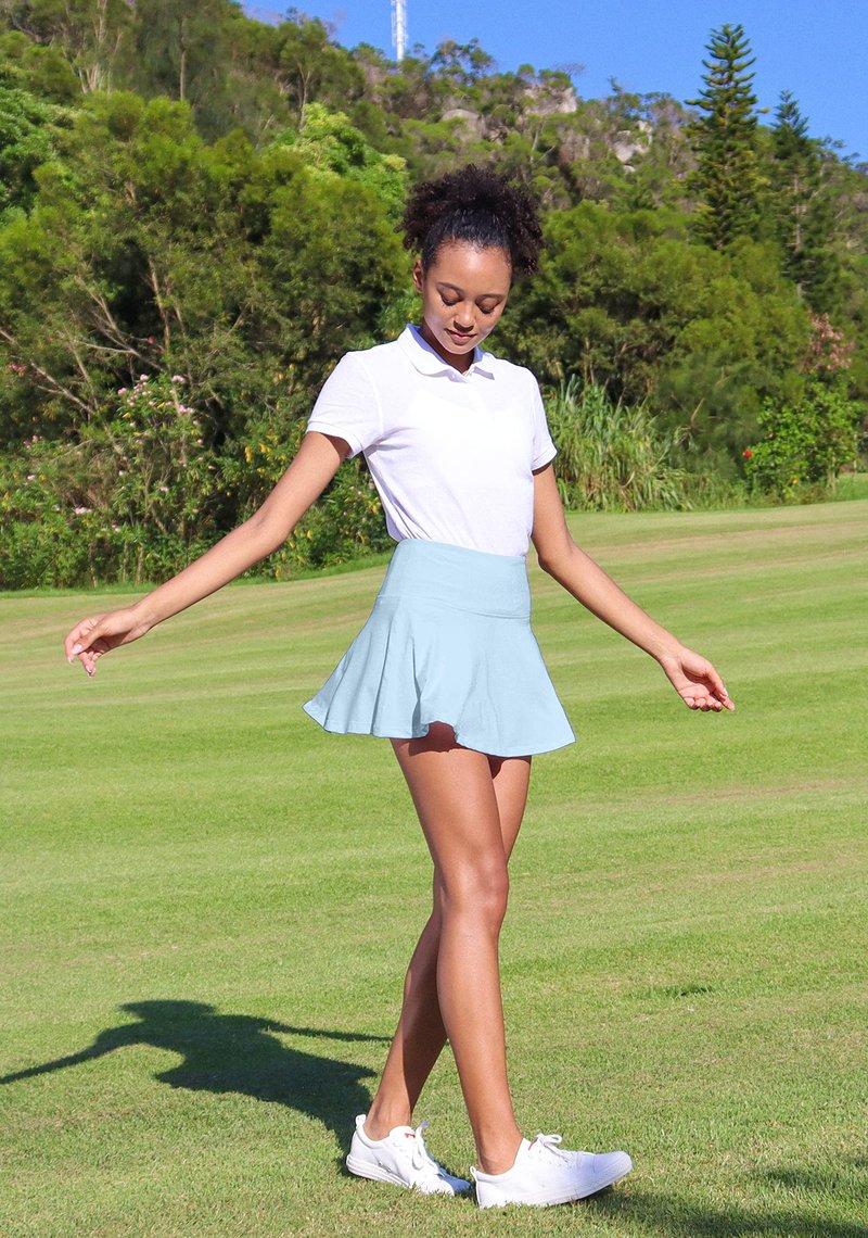 SANTINY Pleated Tennis Skirt for Women with 4 Pockets Women's High Waisted Athletic Golf Skorts Skirts for Running Casual (Sky Blue_S)
